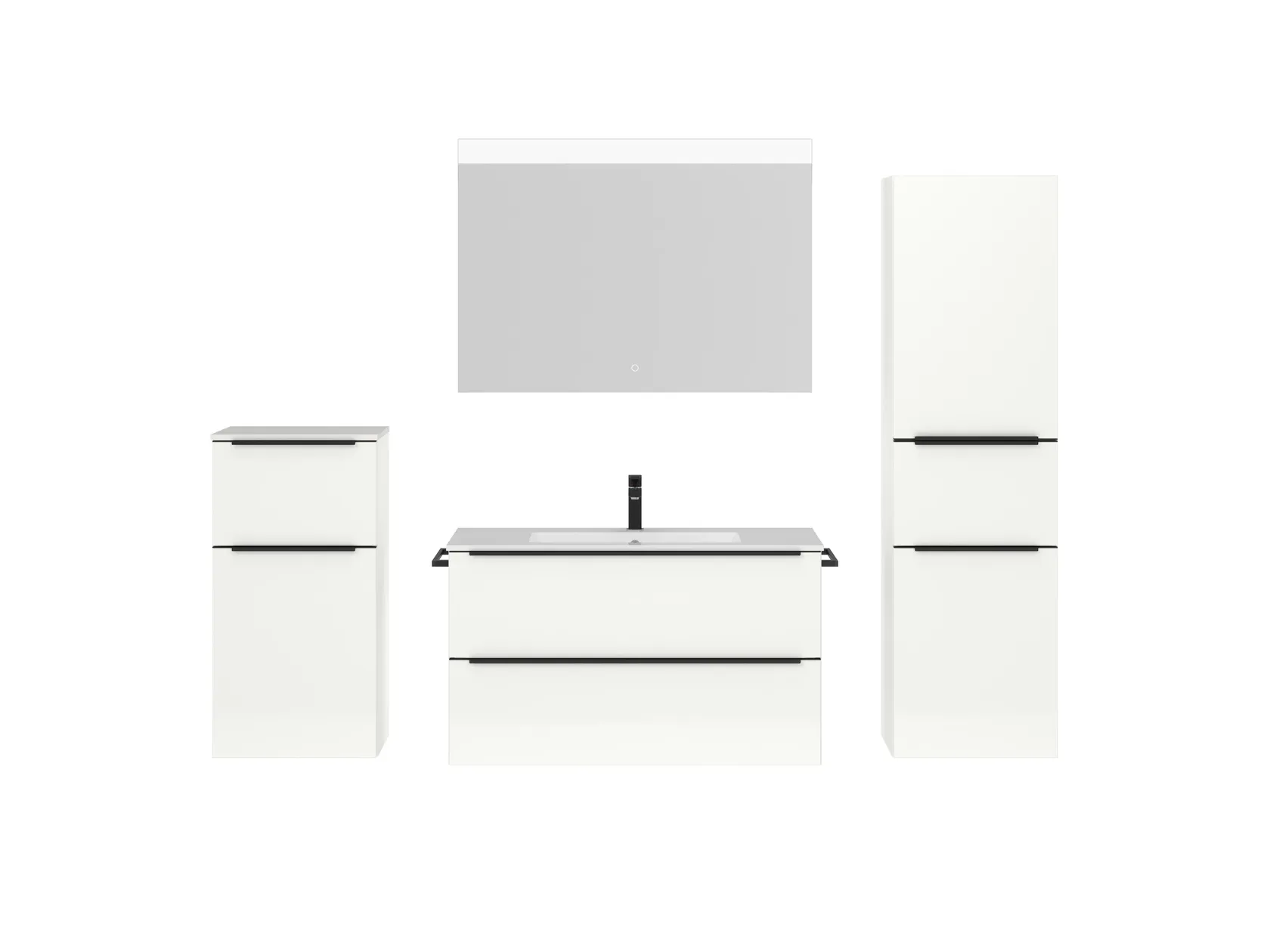 Atlas Ensemble sous vasque avec miroir et colonnes 1