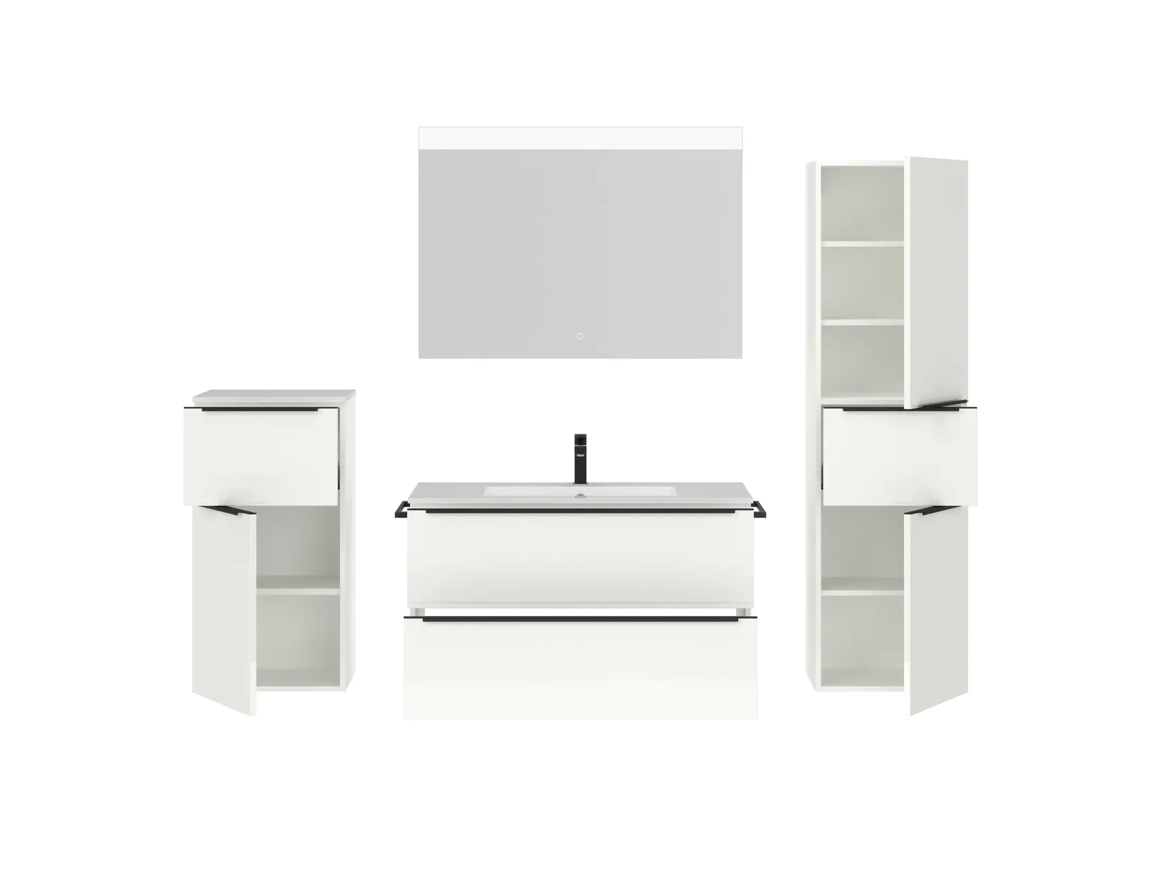 Atlas Ensemble sous vasque avec miroir et colonnes 2