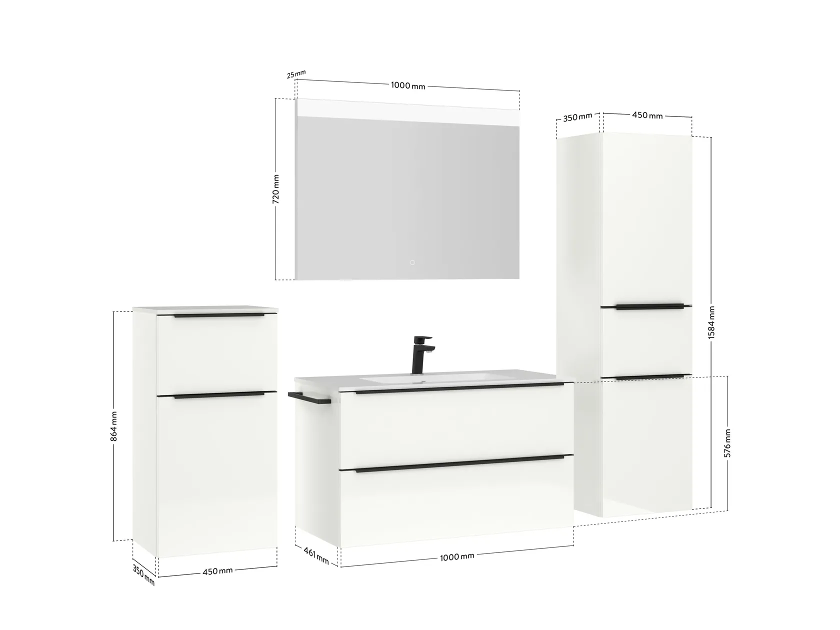 Atlas Ensemble sous vasque avec miroir et colonnes 4