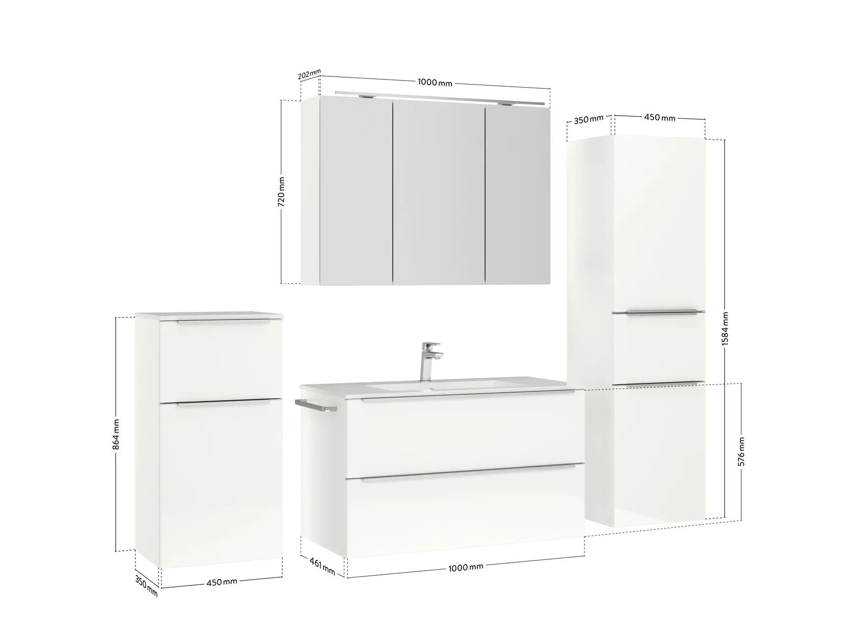 Atlas Ensemble sous vasque avec miroir et colonnes 4