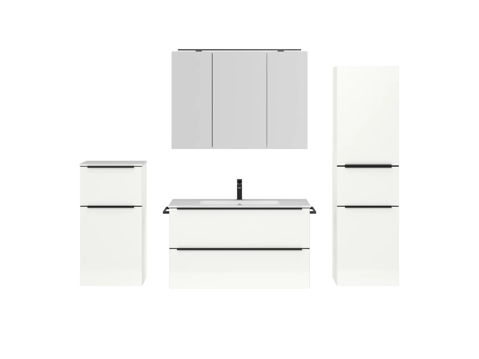 Atlas Ensemble sous vasque avec miroir et colonnes 1