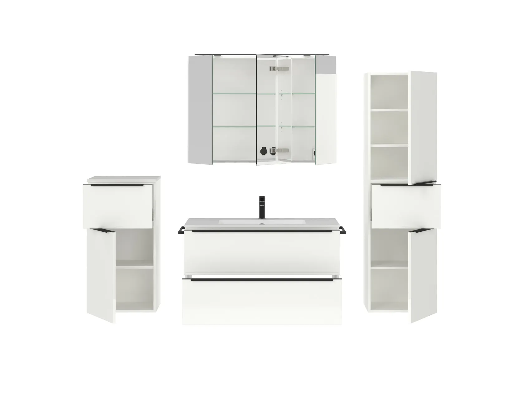 Atlas Ensemble sous vasque avec miroir et colonnes 2