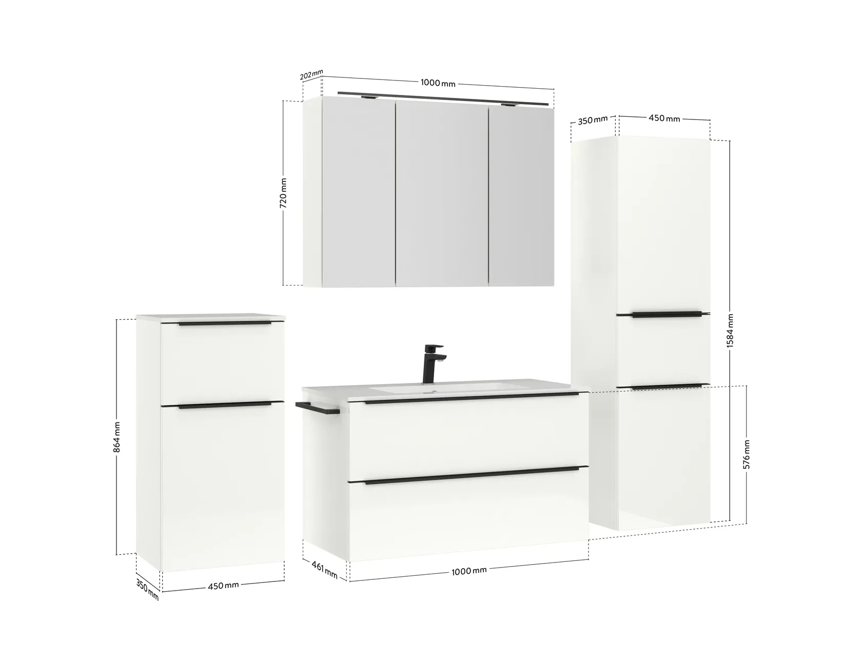 Atlas Ensemble sous vasque avec miroir et colonnes 4