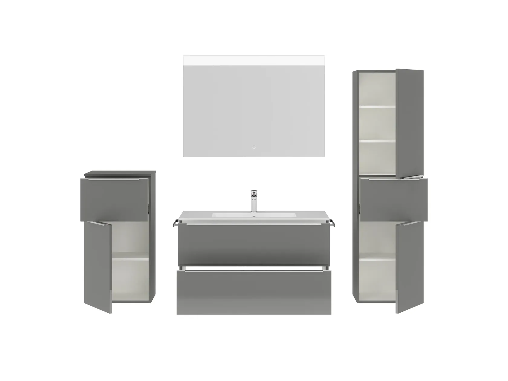 Atlas Ensemble sous vasque avec miroir et colonnes 2