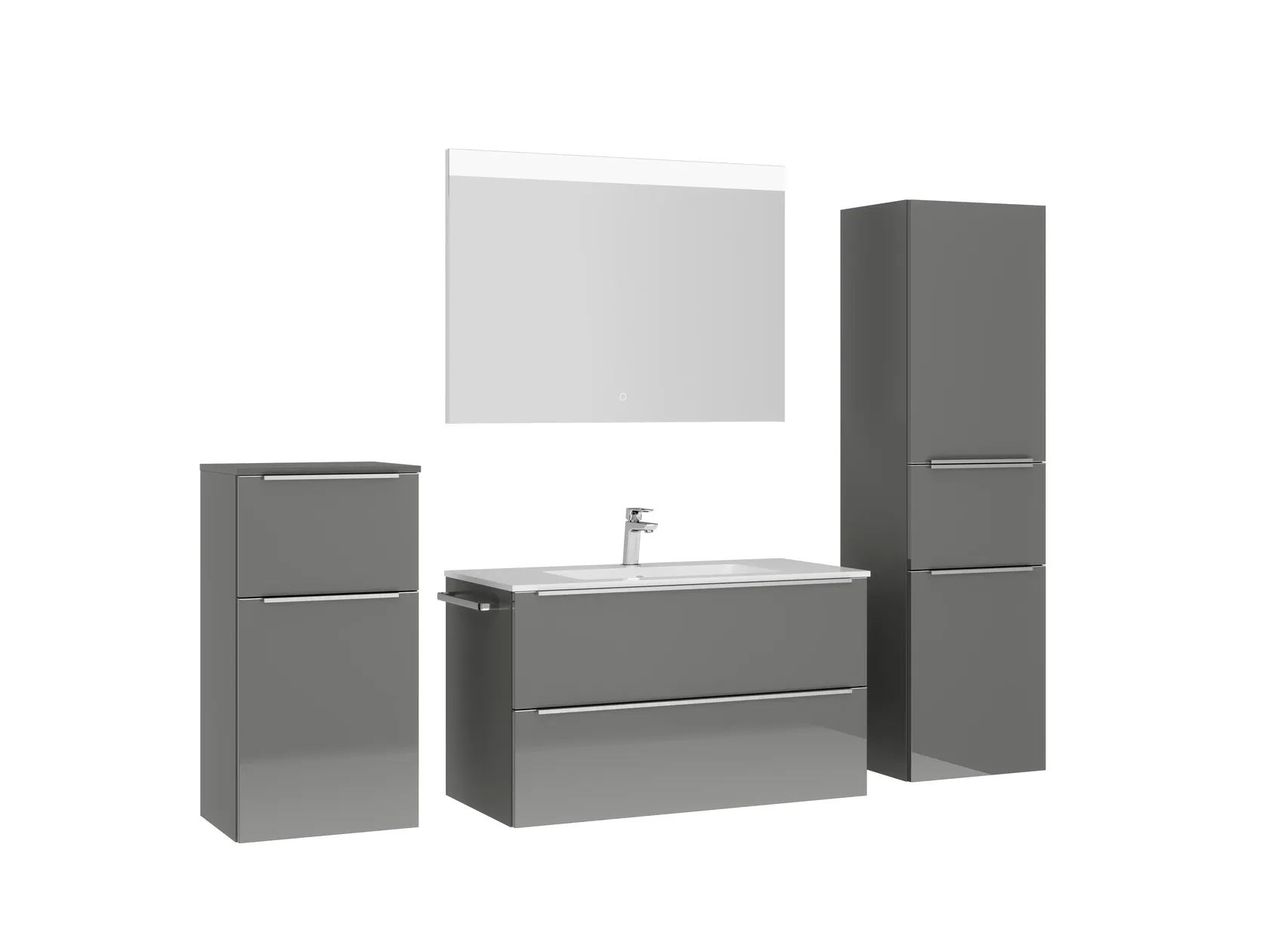 Atlas Ensemble sous vasque avec miroir et colonnes 3