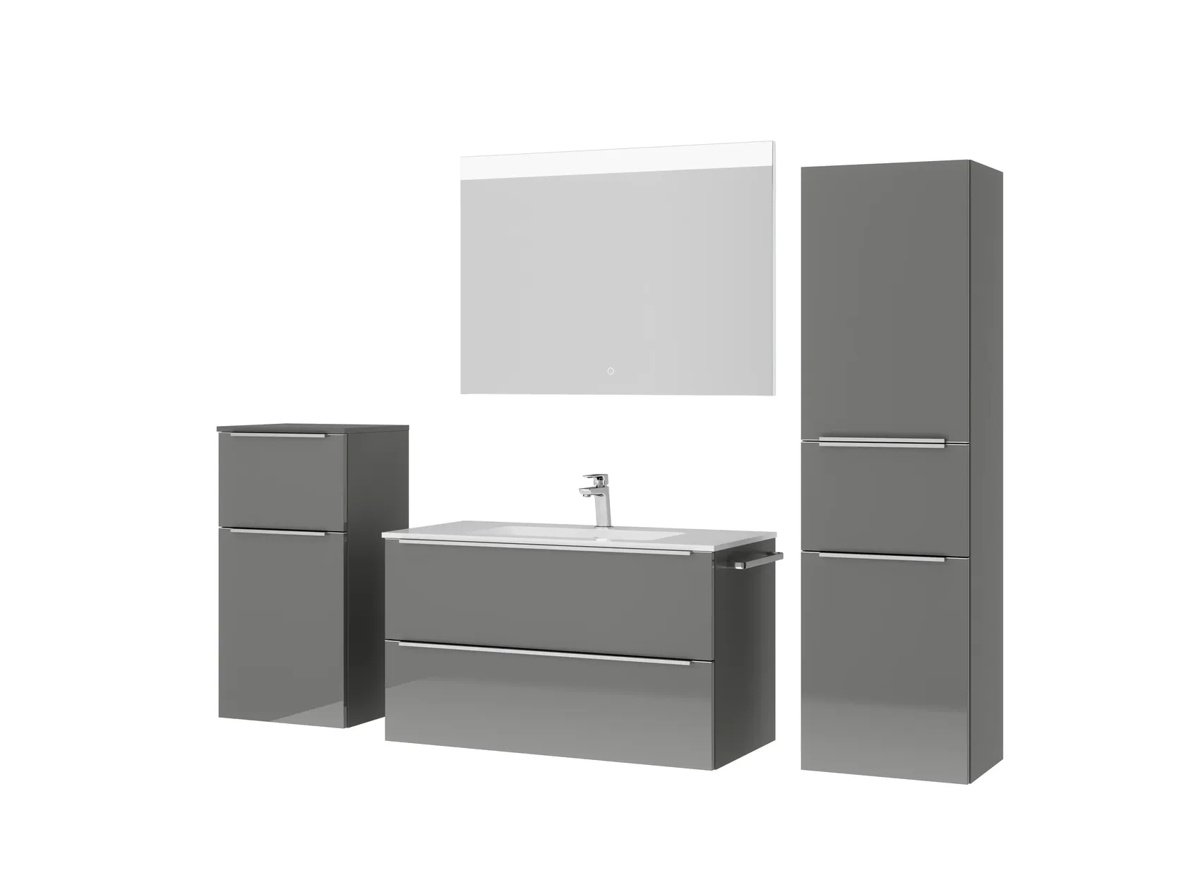 Atlas Ensemble sous vasque avec miroir et colonnes 5