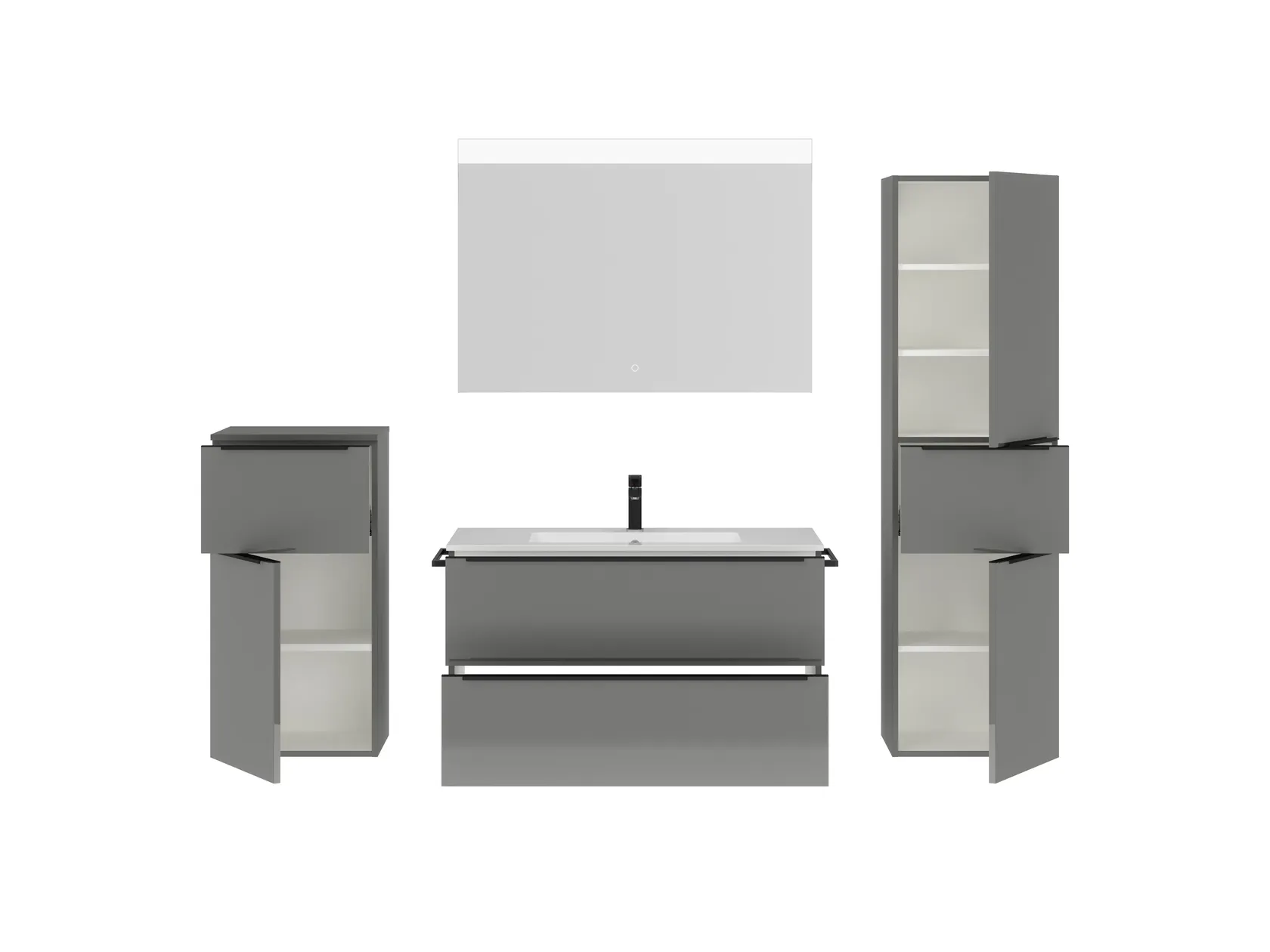 Atlas Ensemble sous vasque avec miroir et colonnes 2