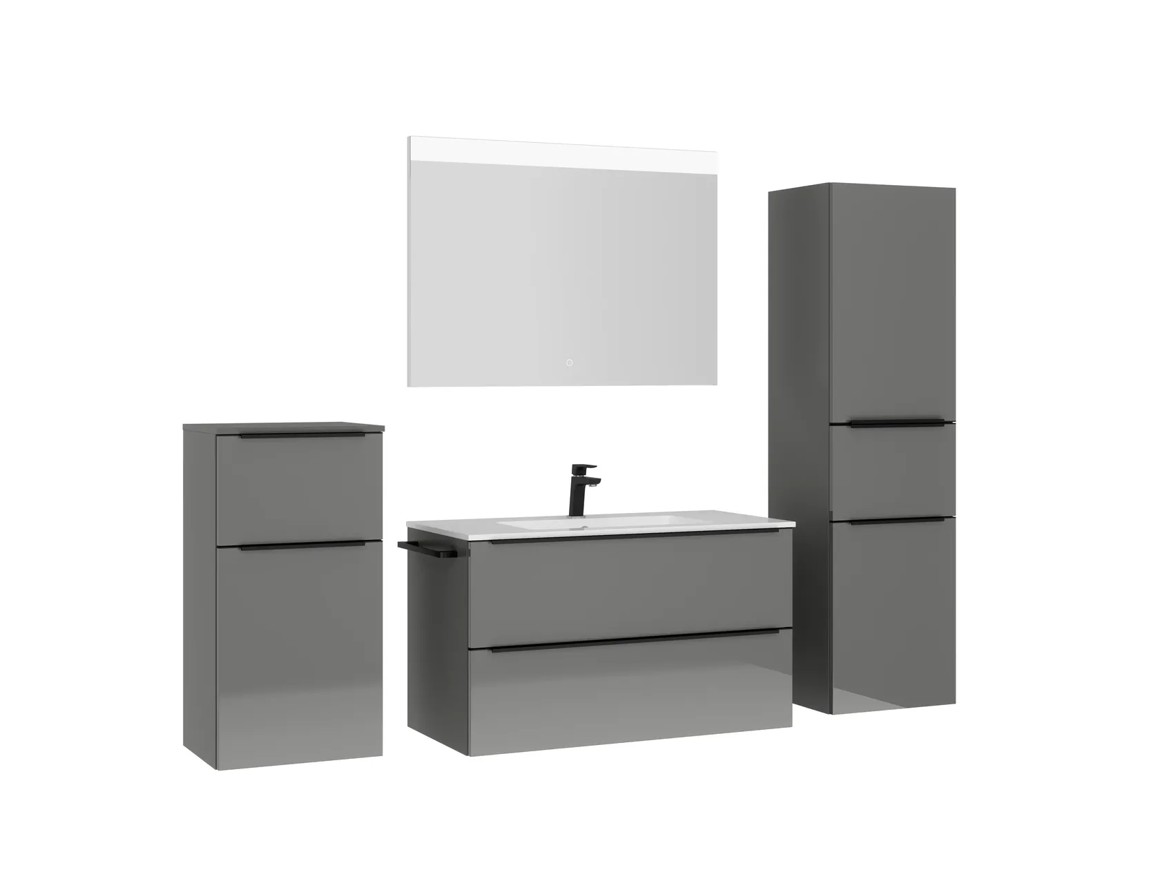 Atlas Ensemble sous vasque avec miroir et colonnes 3