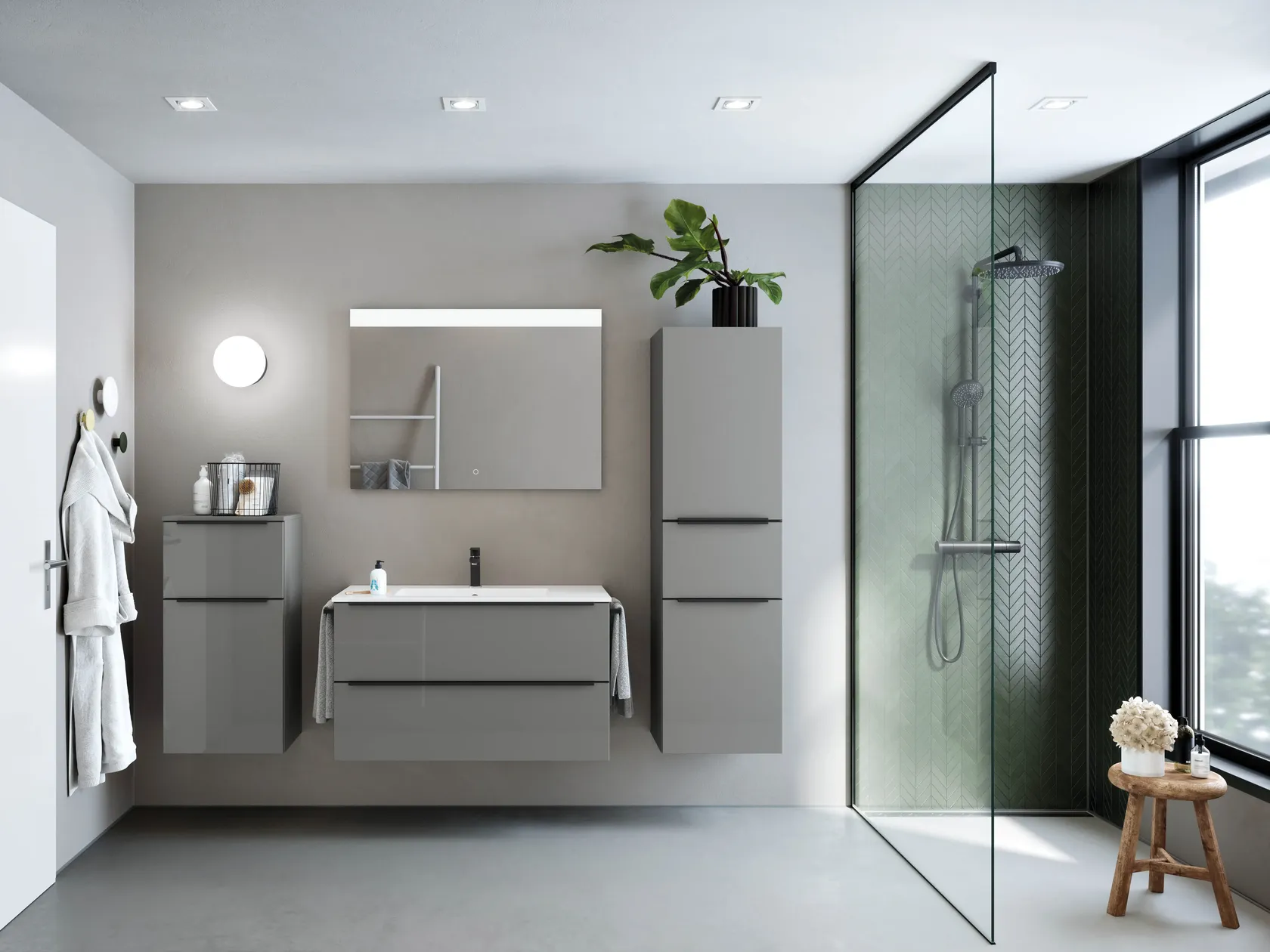 Atlas Ensemble sous vasque avec miroir et colonnes 0