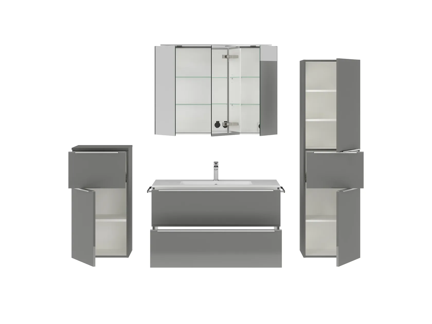 Atlas Ensemble sous vasque avec miroir et colonnes 2