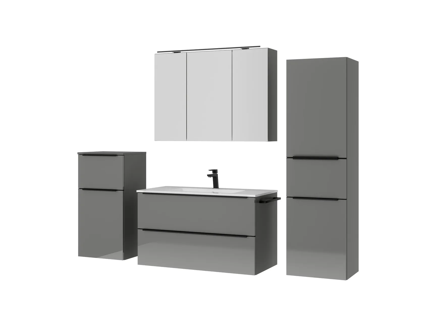 Atlas Ensemble sous vasque avec miroir et colonnes 5