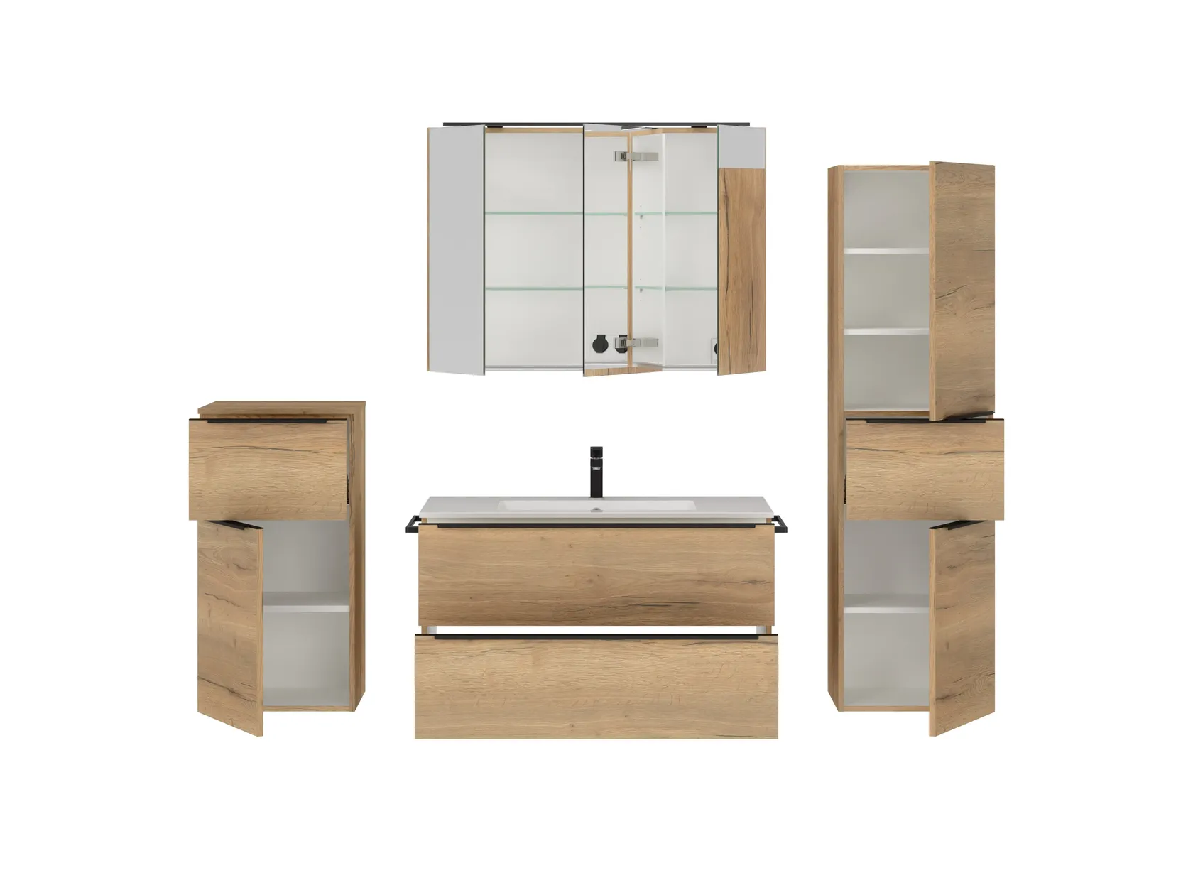 Atlas Ensemble sous vasque avec miroir et colonnes 2