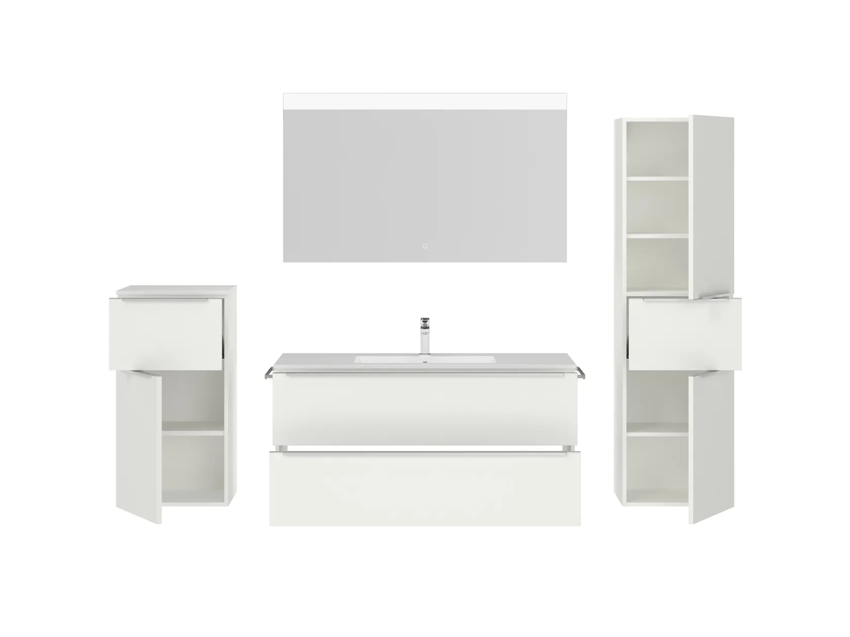 Atlas Ensemble sous vasque avec miroir et colonnes 2