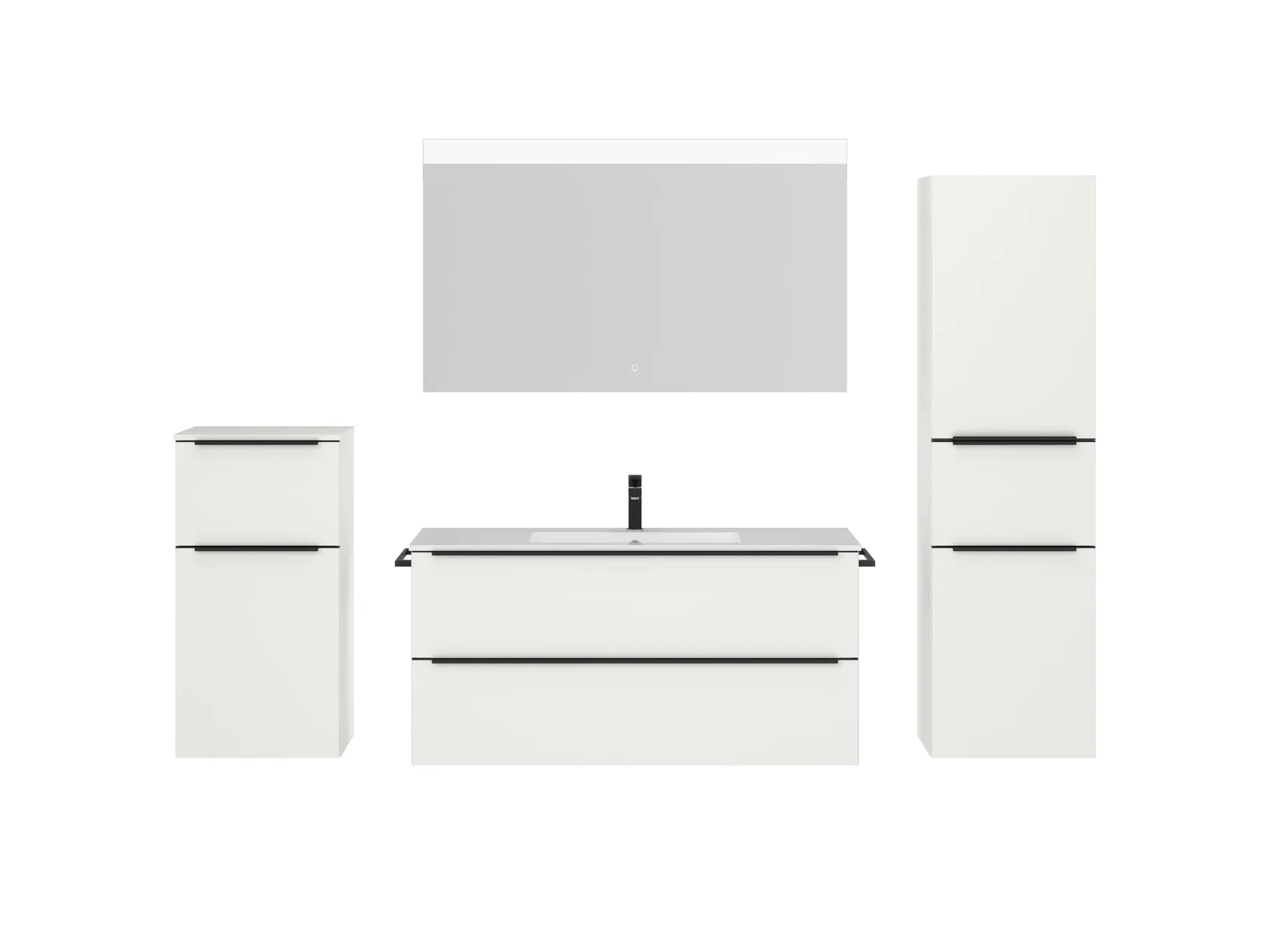 Atlas Ensemble sous vasque avec miroir et colonnes 1