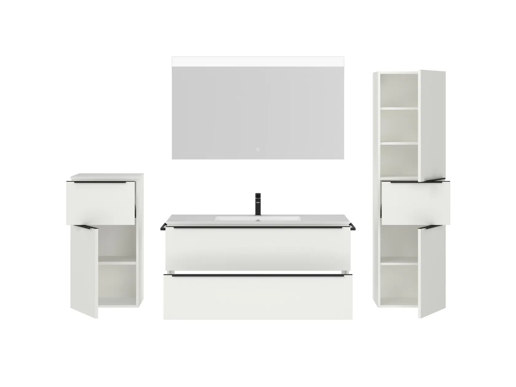 Atlas Ensemble sous vasque avec miroir et colonnes 2