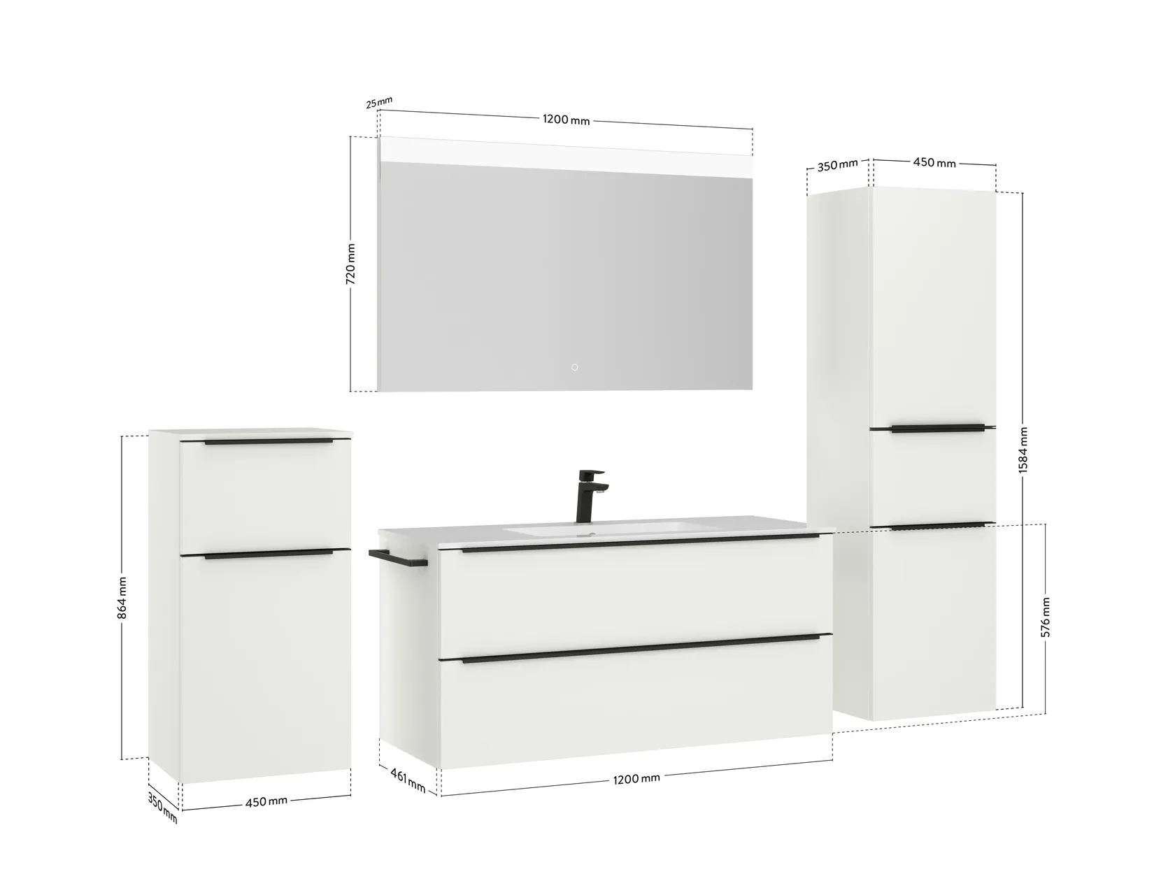 Atlas Ensemble sous vasque avec miroir et colonnes 4