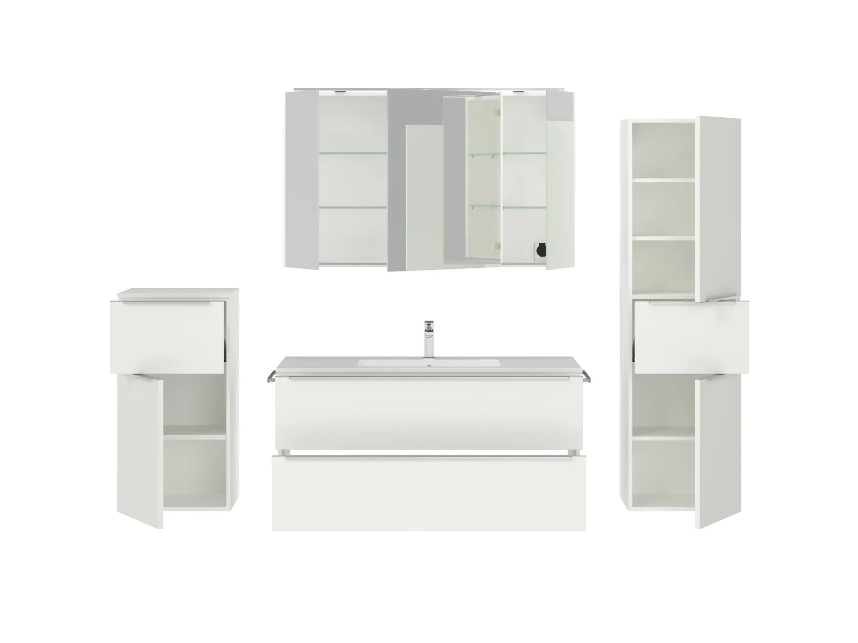 Atlas Ensemble sous vasque avec miroir et colonnes 2