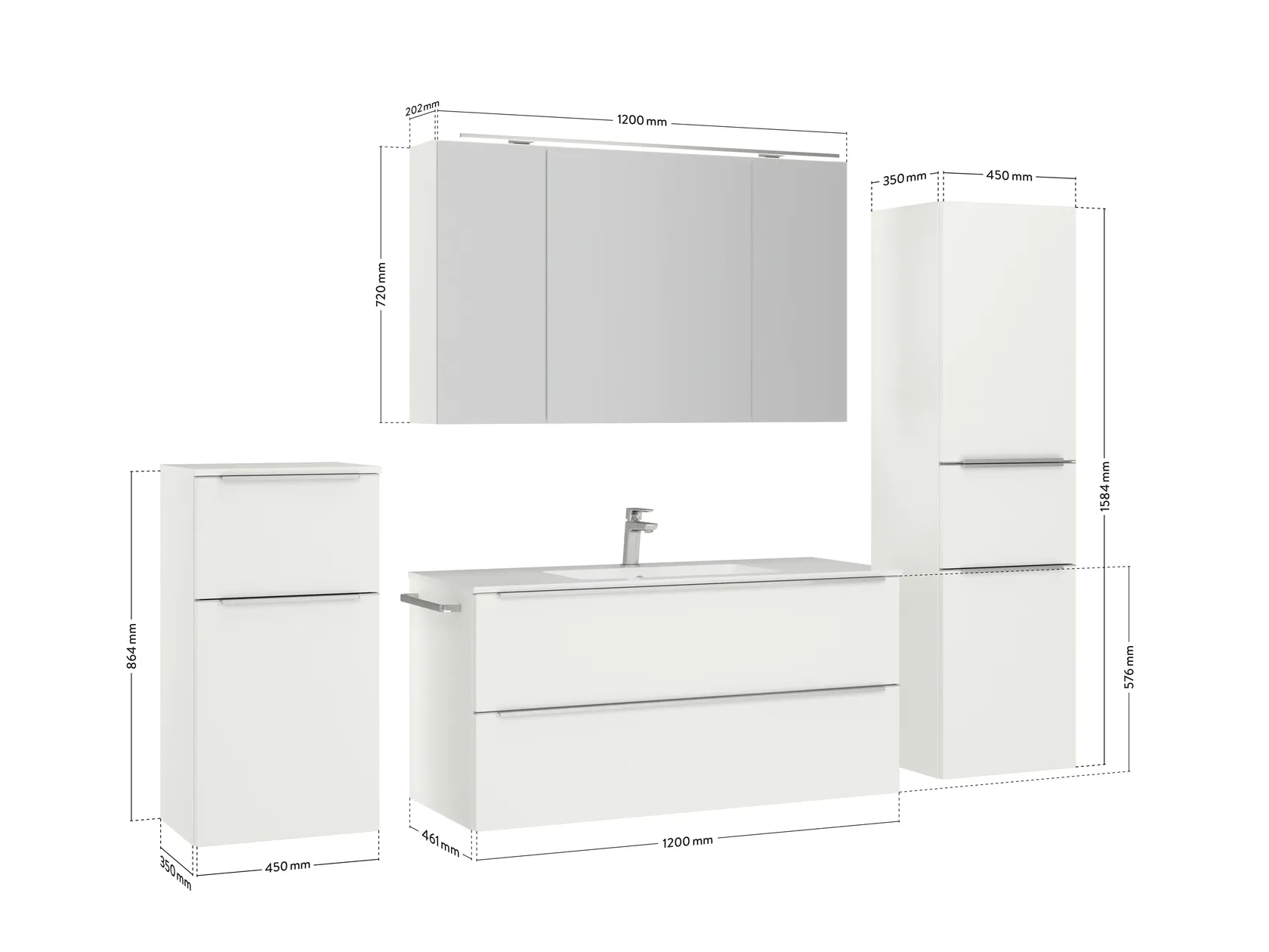 Atlas Ensemble sous vasque avec miroir et colonnes 4