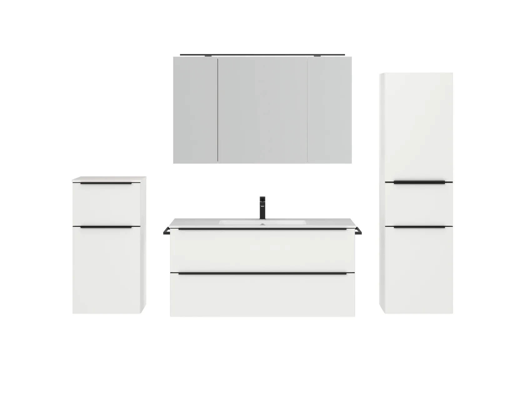 Atlas Ensemble sous vasque avec miroir et colonnes 1