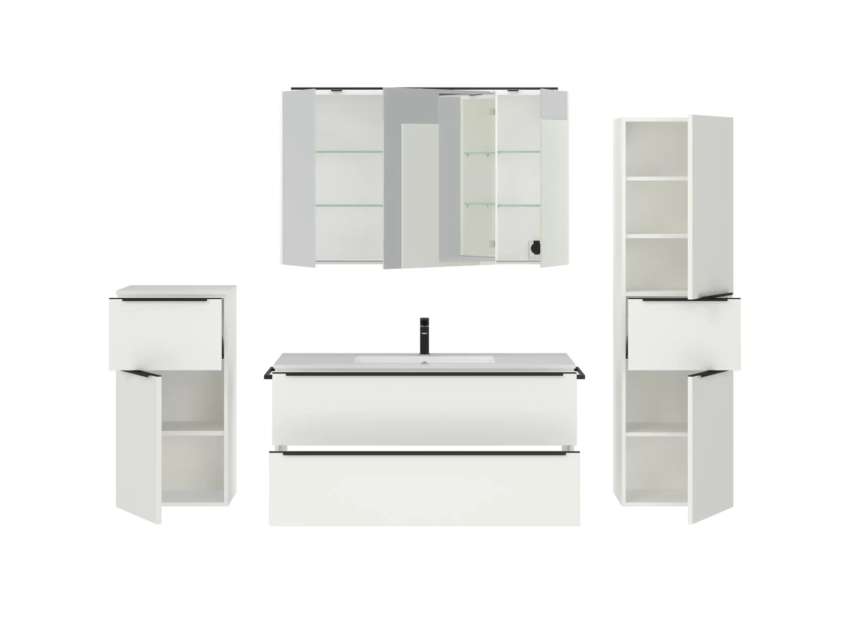 Atlas Ensemble sous vasque avec miroir et colonnes 2