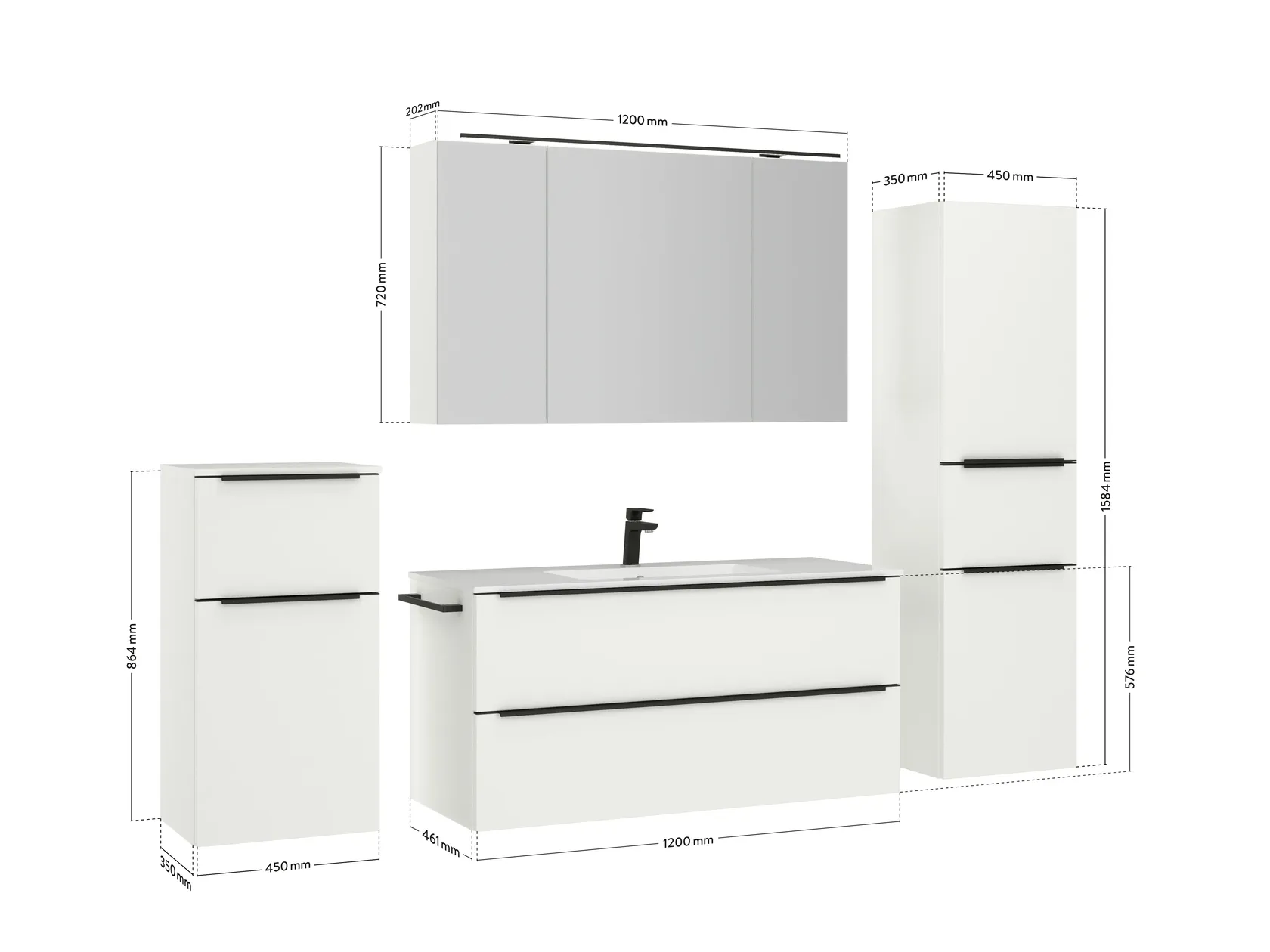 Atlas Ensemble sous vasque avec miroir et colonnes 4