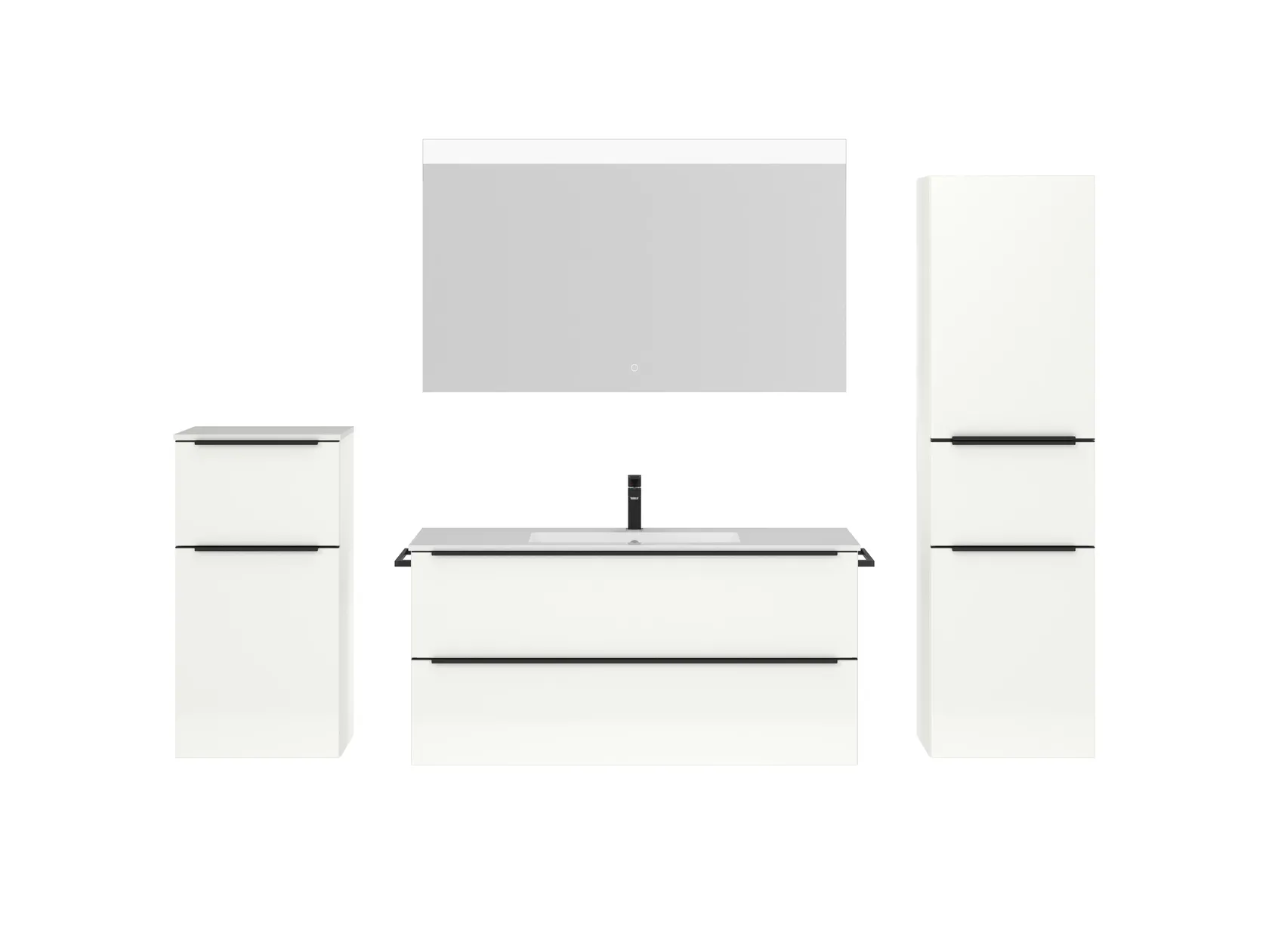 Atlas Ensemble sous vasque avec miroir et colonnes 1