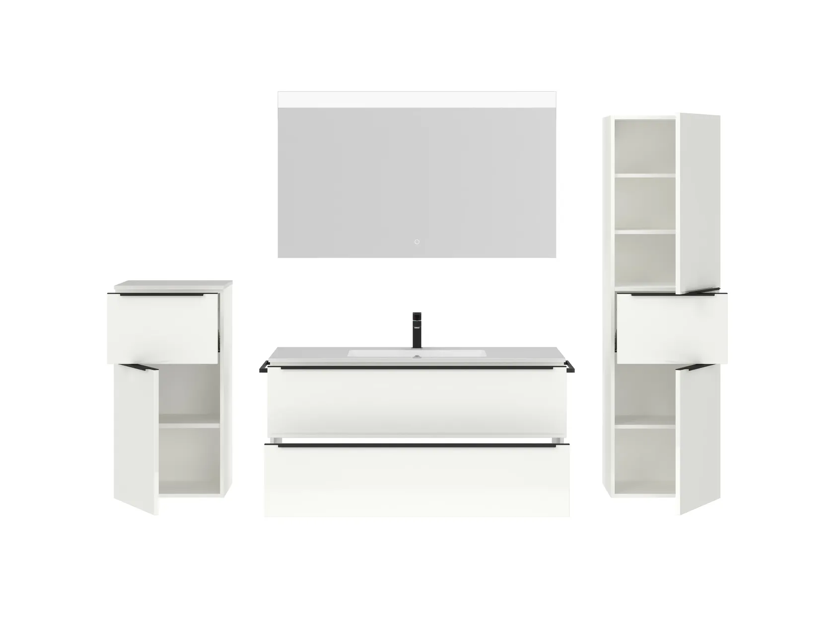 Atlas Ensemble sous vasque avec miroir et colonnes 2