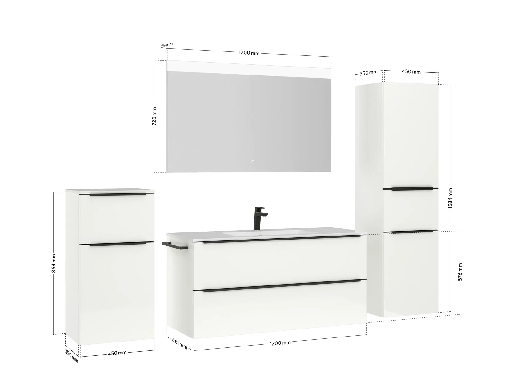 Atlas Ensemble sous vasque avec miroir et colonnes 4