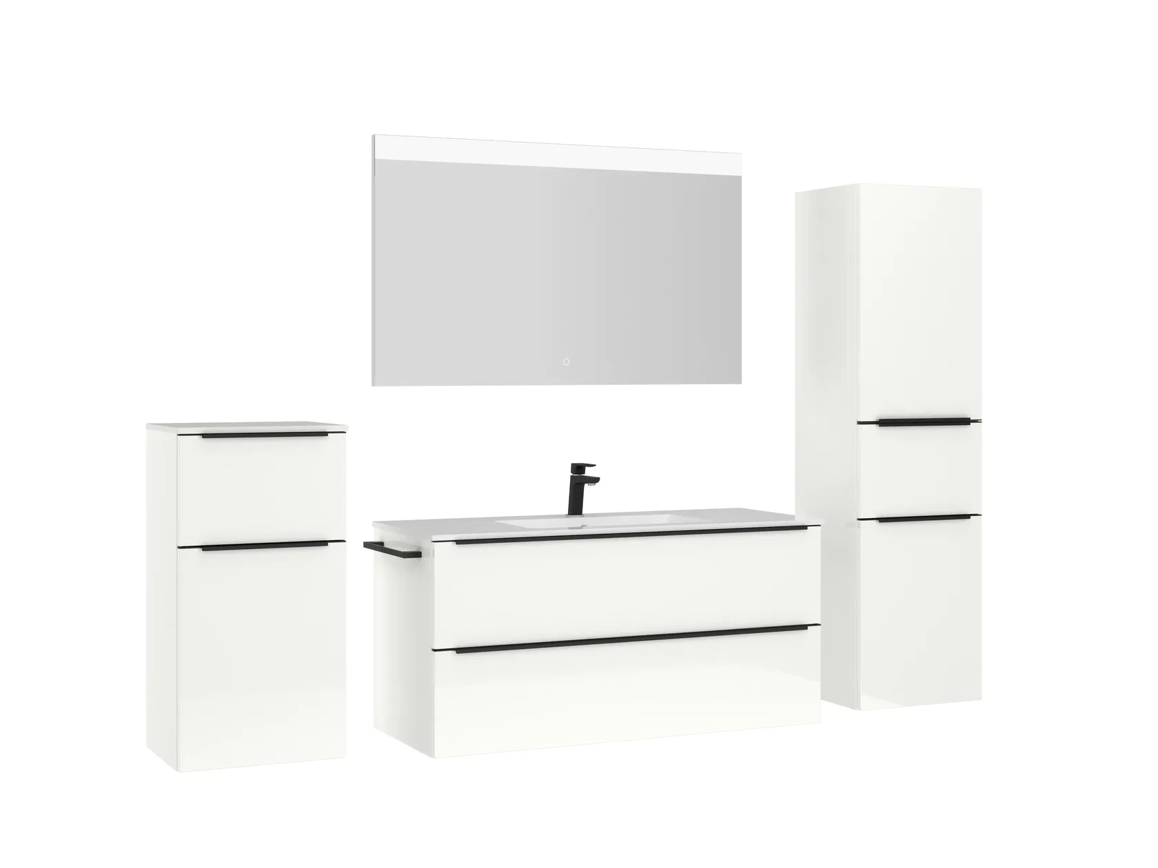 Atlas Ensemble sous vasque avec miroir et colonnes 3