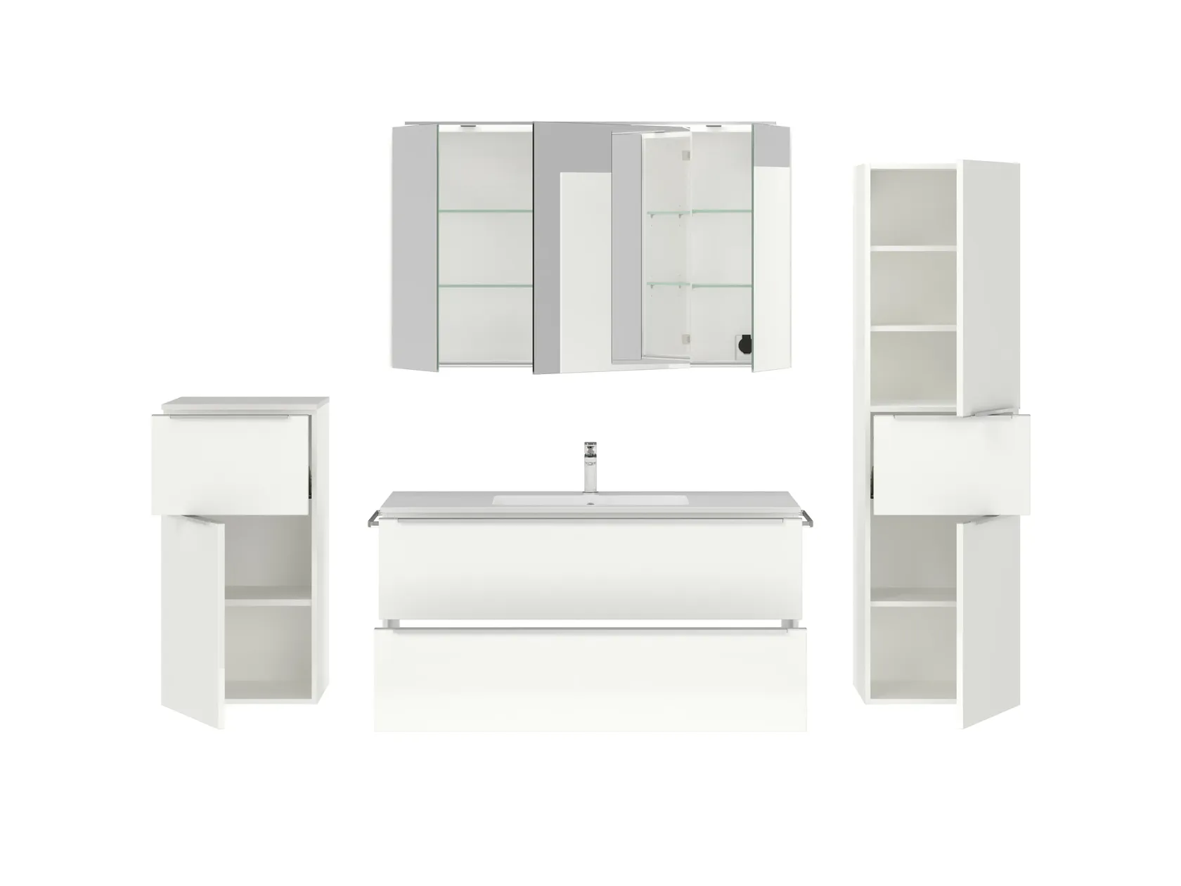 Atlas Ensemble sous vasque avec miroir et colonnes 2