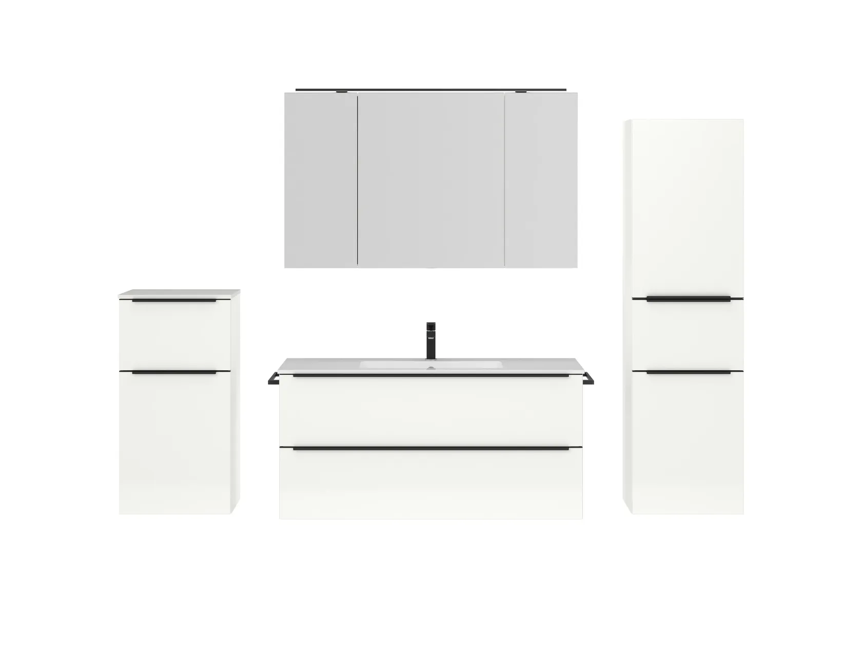 Atlas Ensemble sous vasque avec miroir et colonnes 1