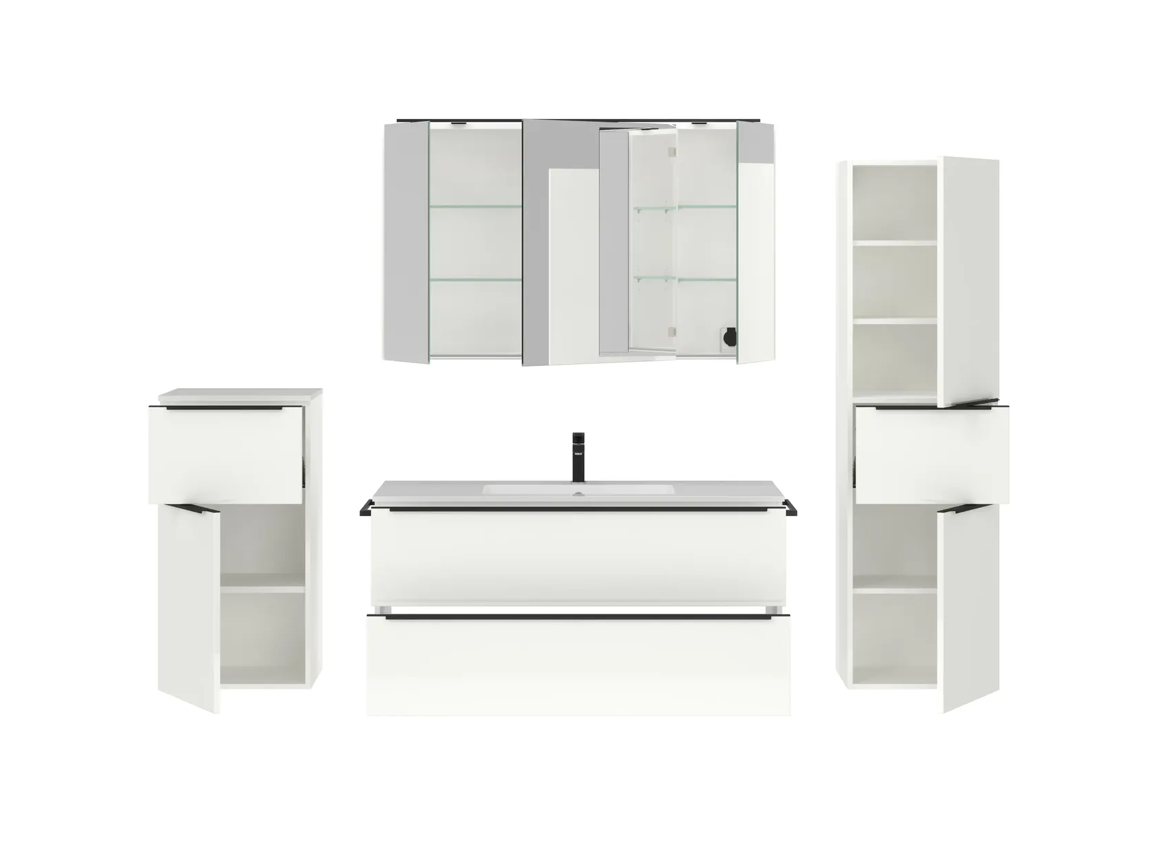 Atlas Ensemble sous vasque avec miroir et colonnes 2