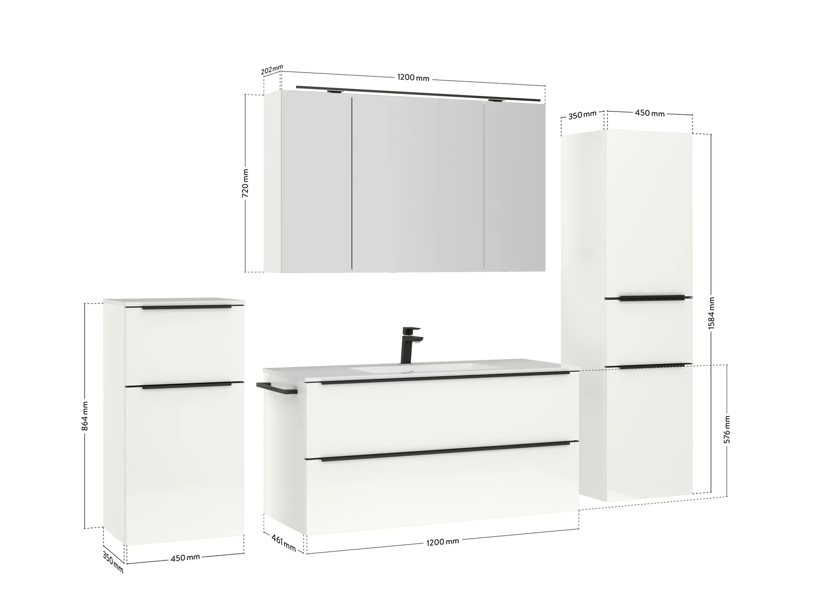 Atlas Ensemble sous vasque avec miroir et colonnes 4