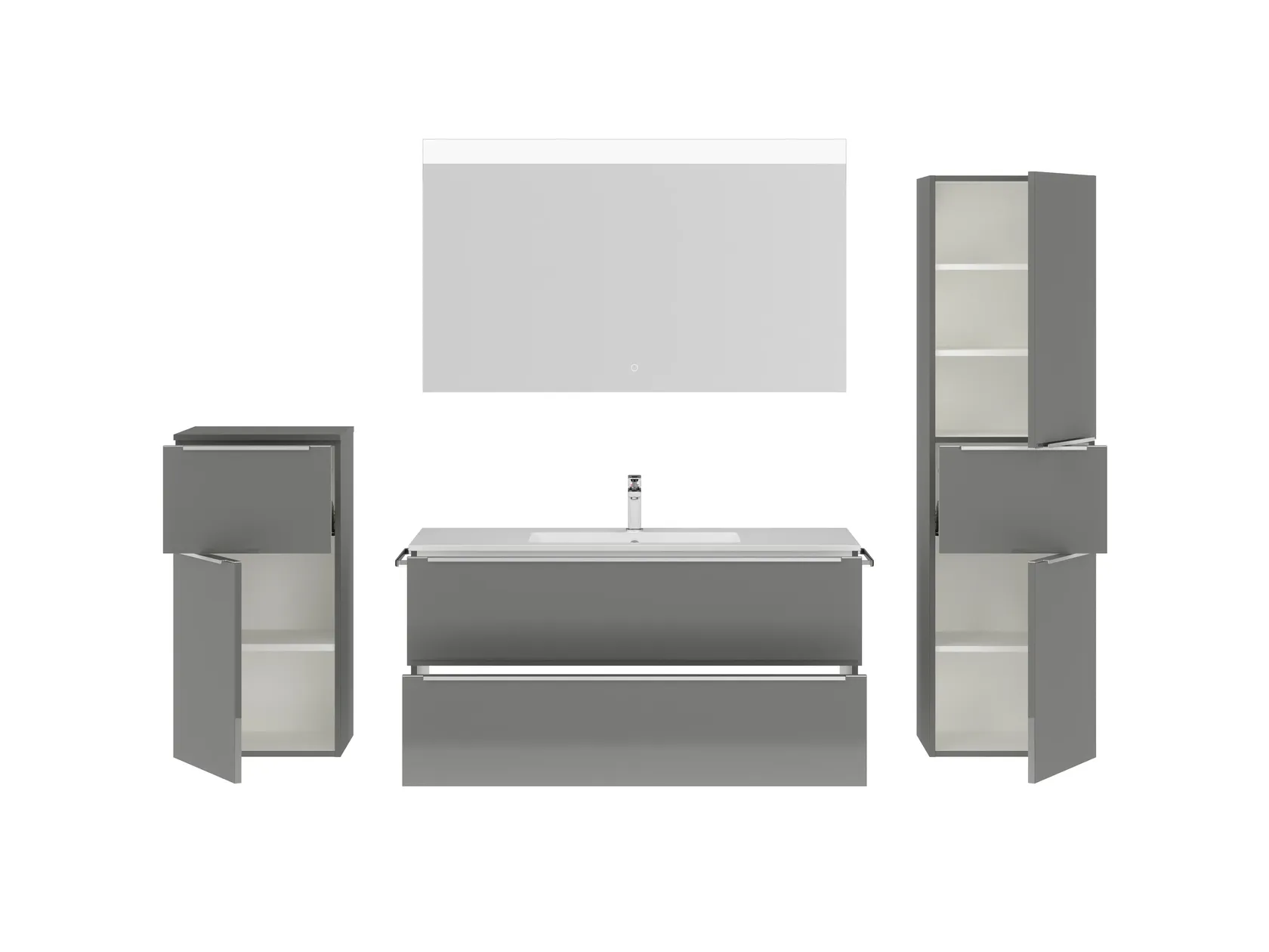 Atlas Ensemble sous vasque avec miroir et colonnes 2