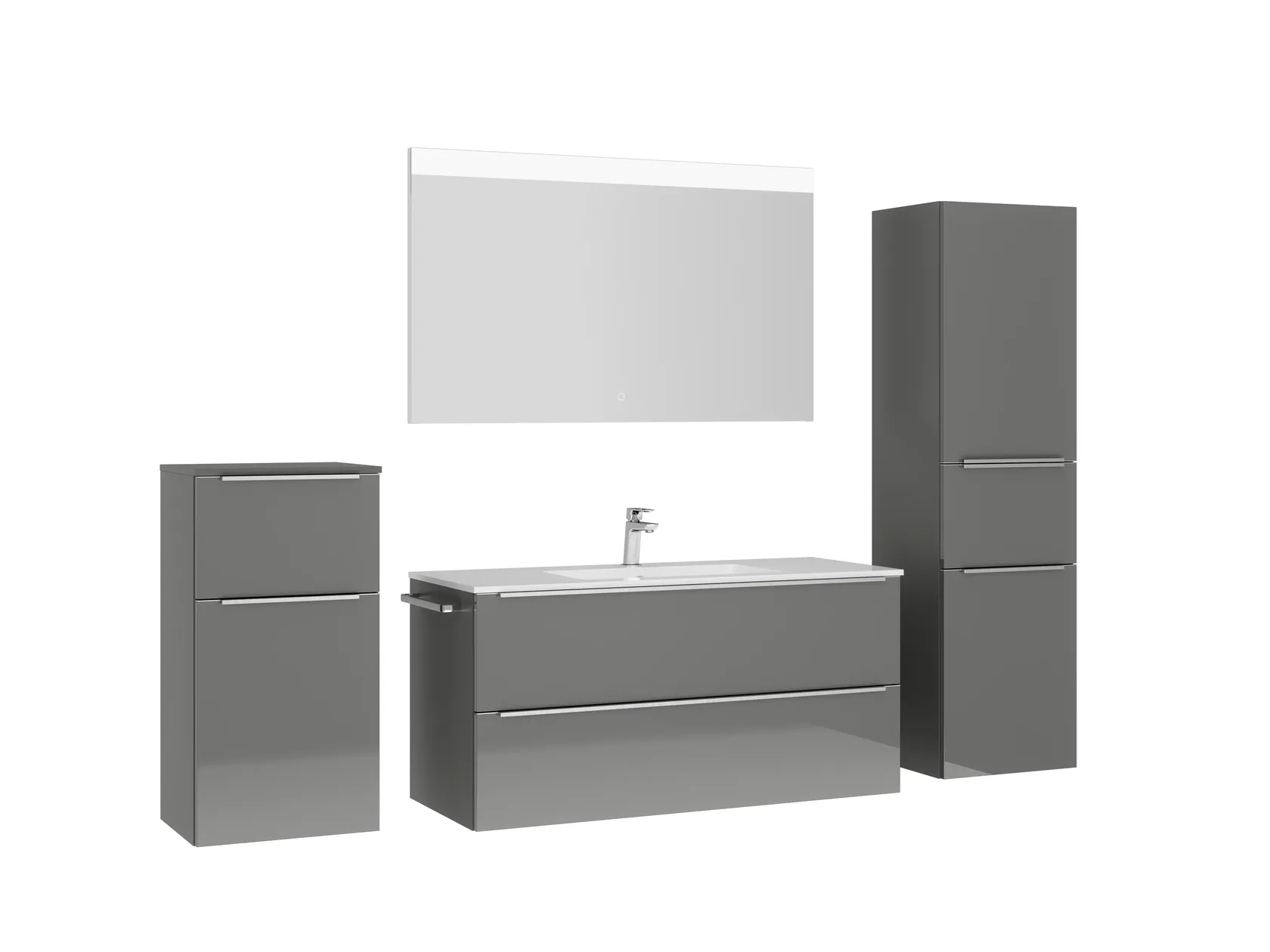 Atlas Ensemble sous vasque avec miroir et colonnes 3