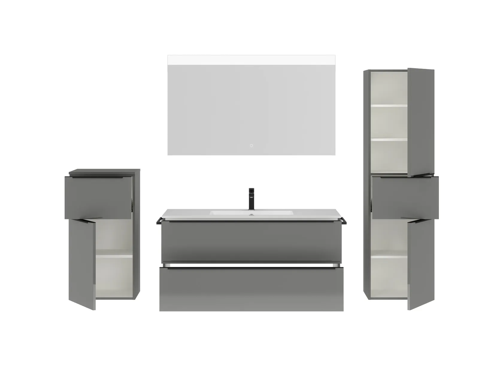 Atlas Ensemble sous vasque avec miroir et colonnes 2