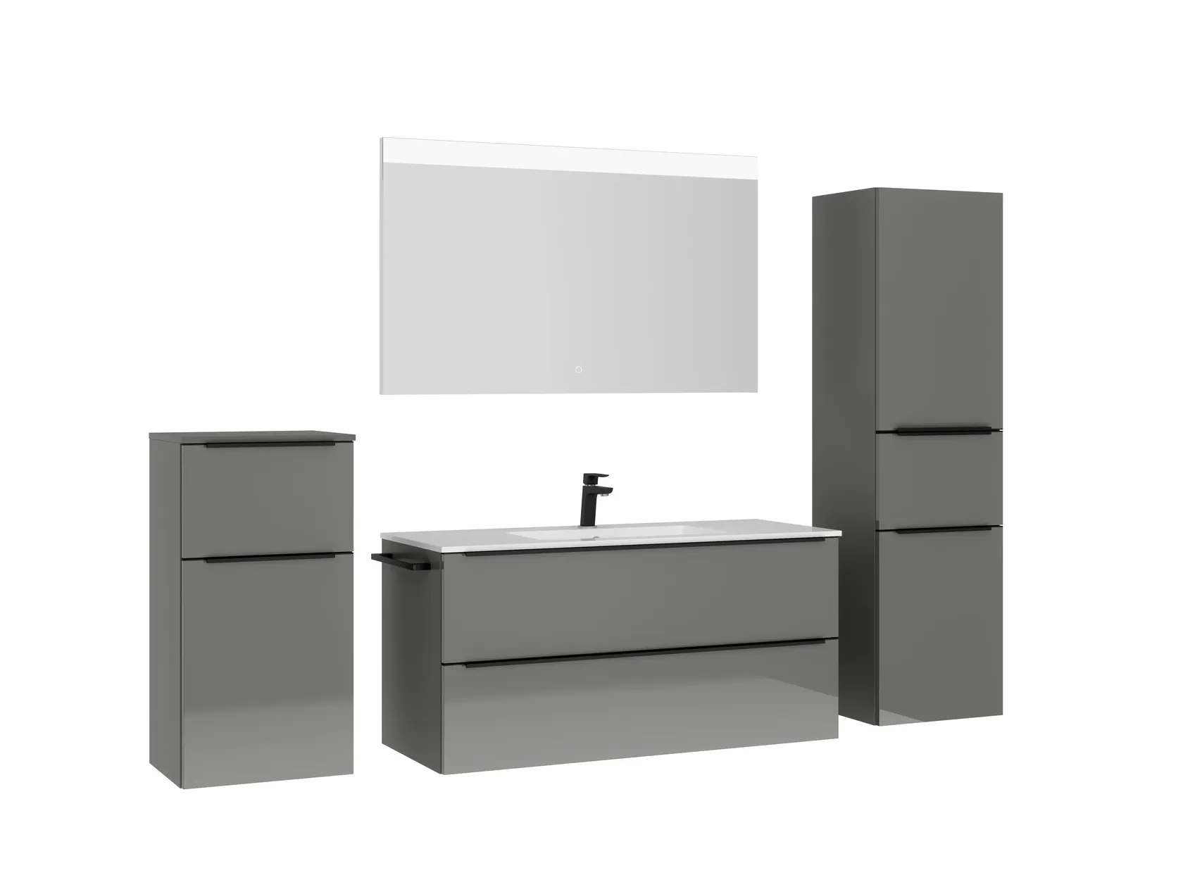 Atlas Ensemble sous vasque avec miroir et colonnes 3