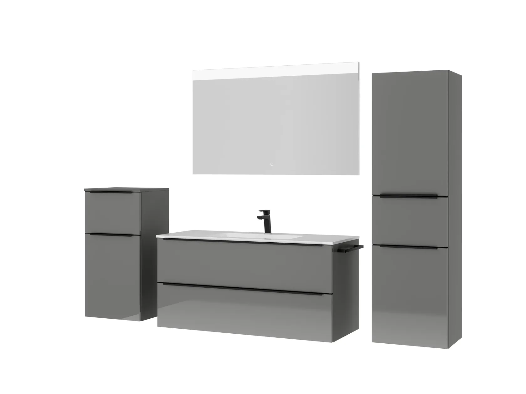 Atlas Ensemble sous vasque avec miroir et colonnes 5