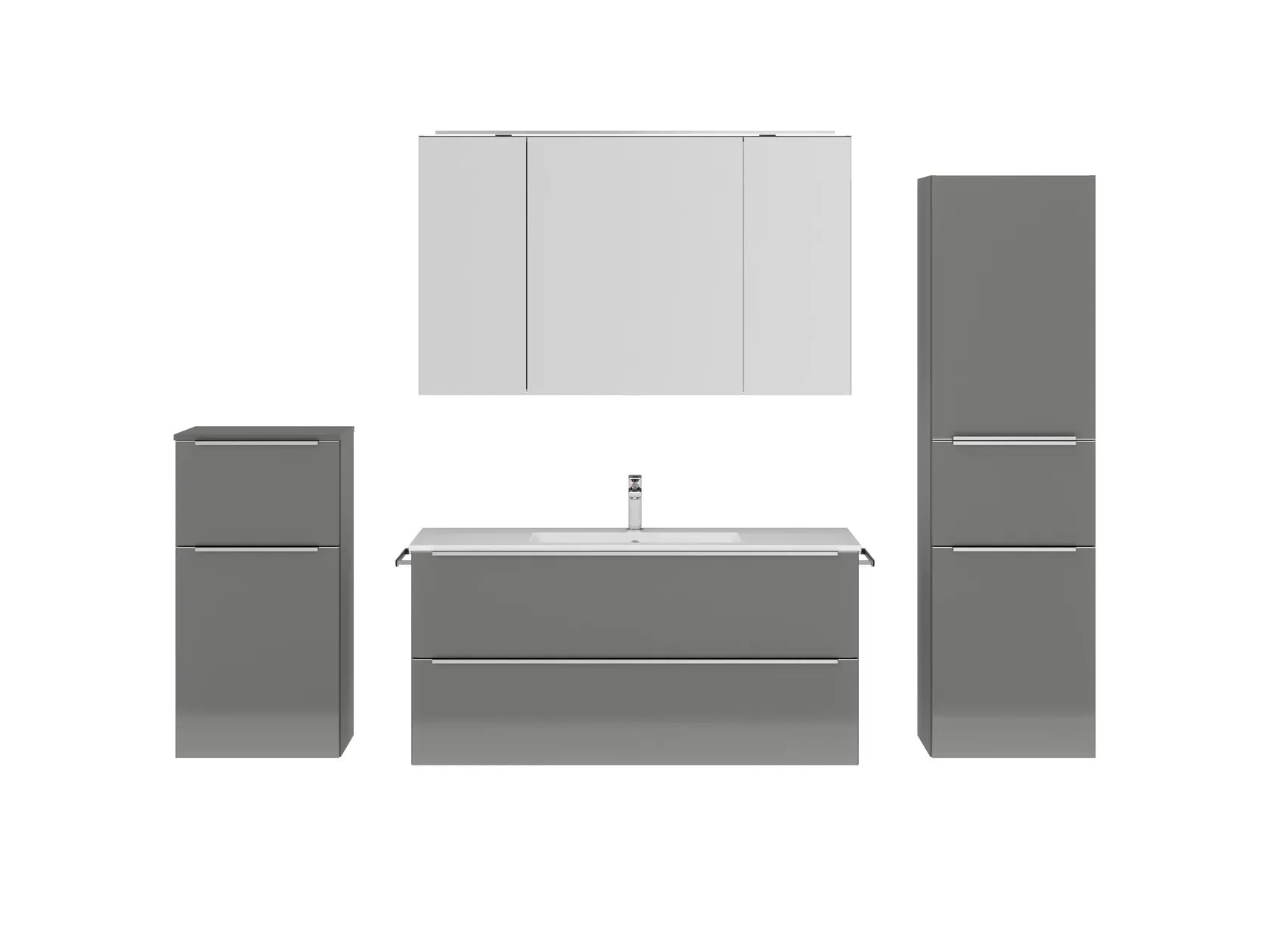 Atlas Ensemble sous vasque avec miroir et colonnes 1