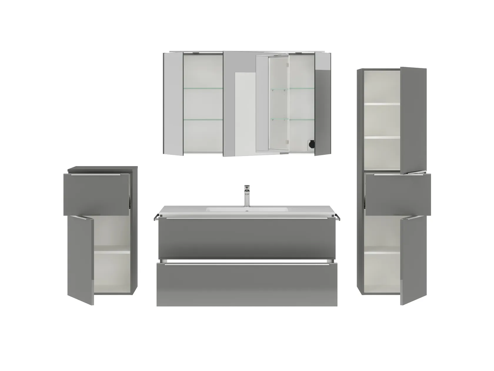 Atlas Ensemble sous vasque avec miroir et colonnes 2