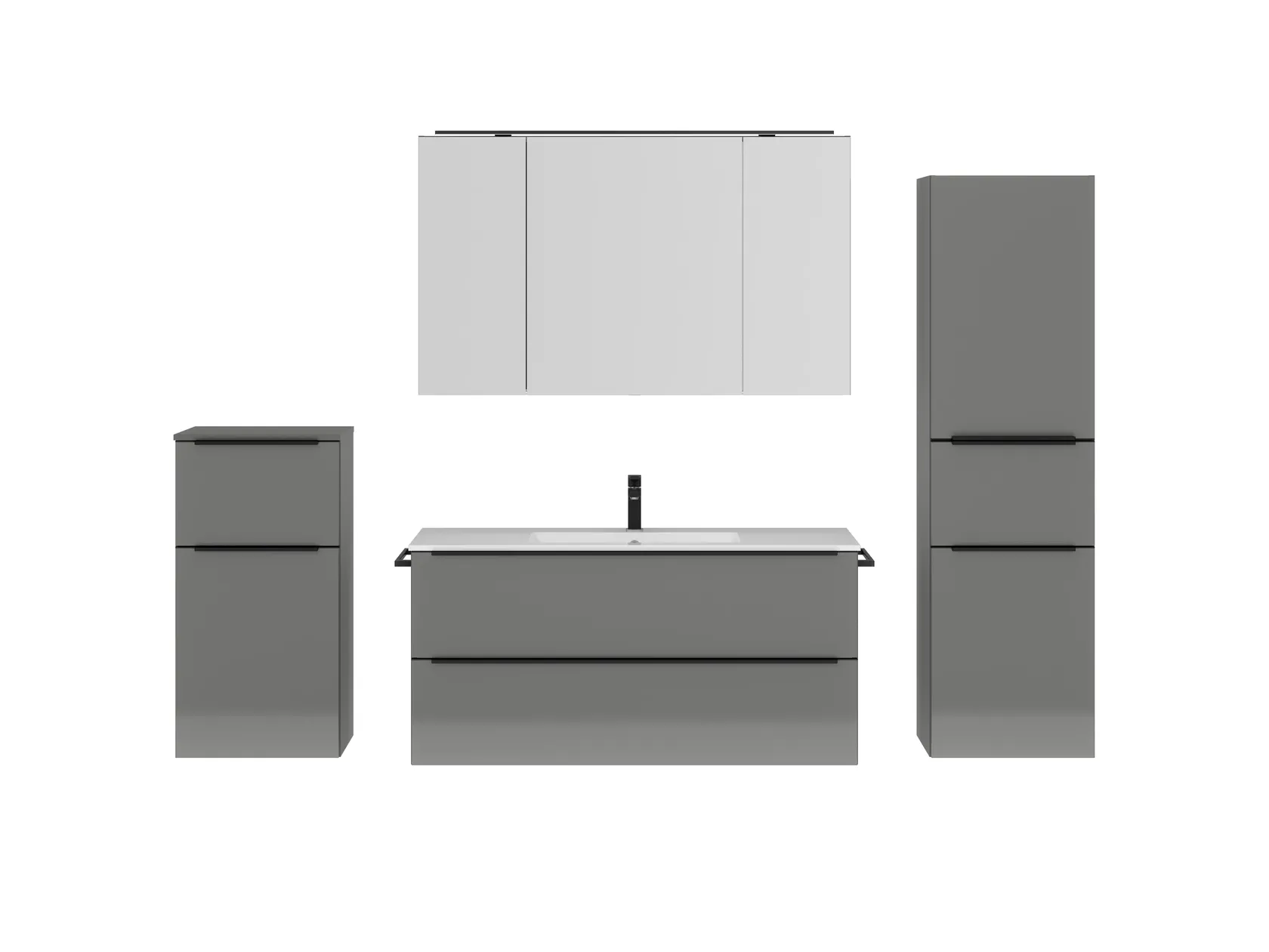 Atlas Ensemble sous vasque avec miroir et colonnes 1