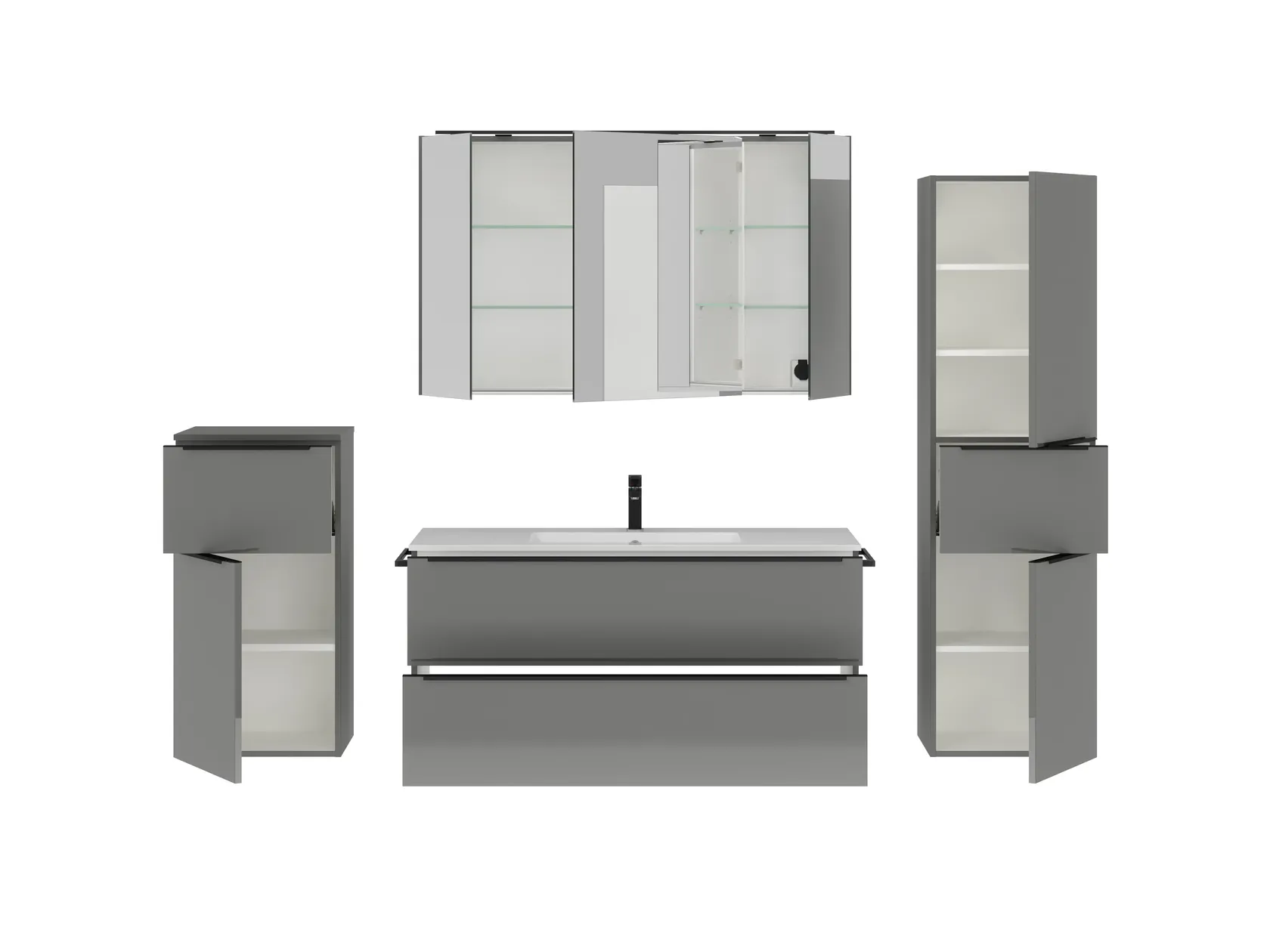 Atlas Ensemble sous vasque avec miroir et colonnes 2