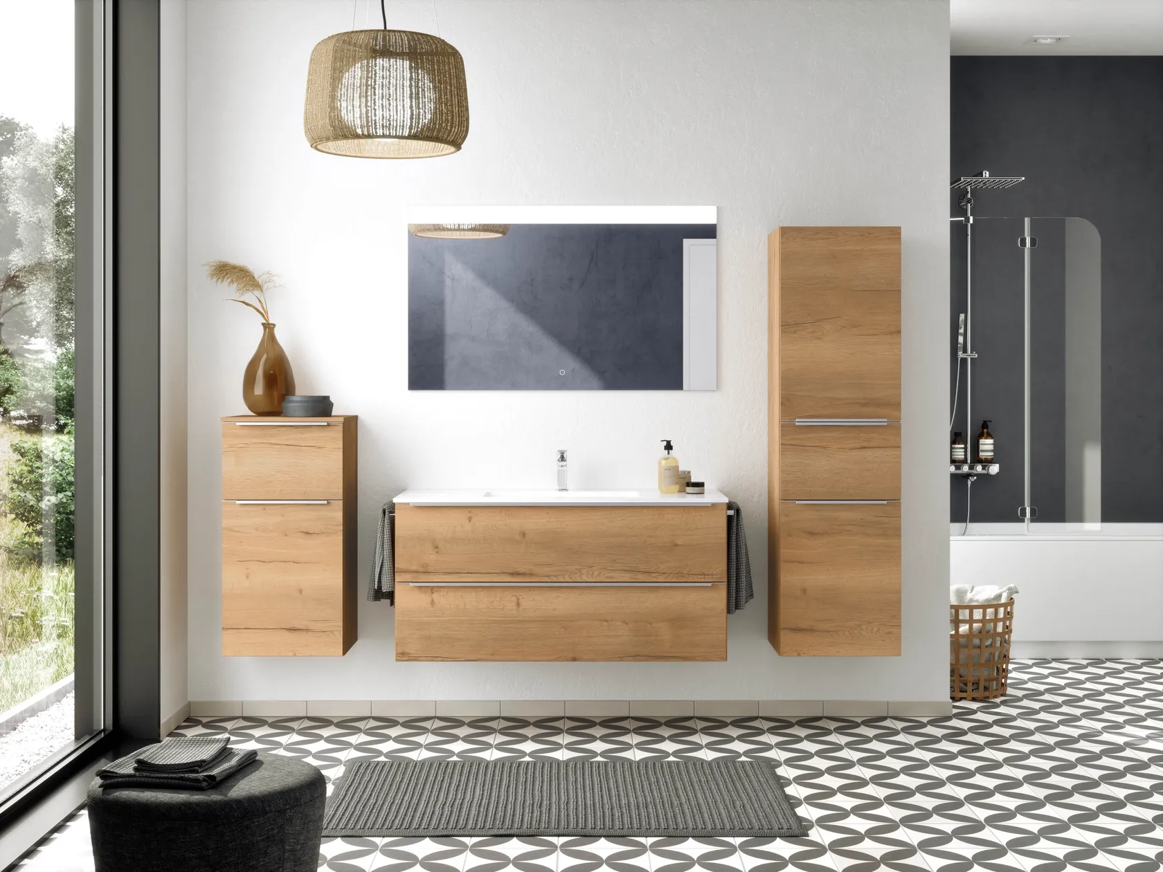 Atlas Ensemble sous vasque avec miroir et colonnes 0