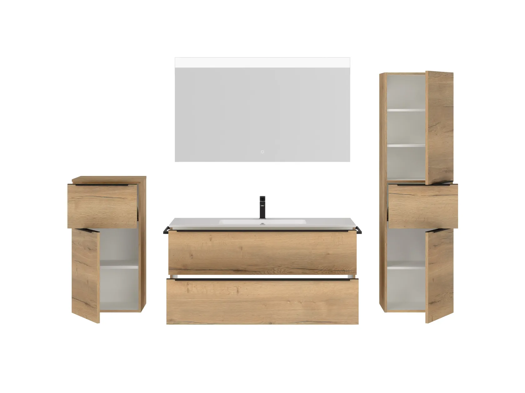 Atlas Ensemble sous vasque avec miroir et colonnes 2