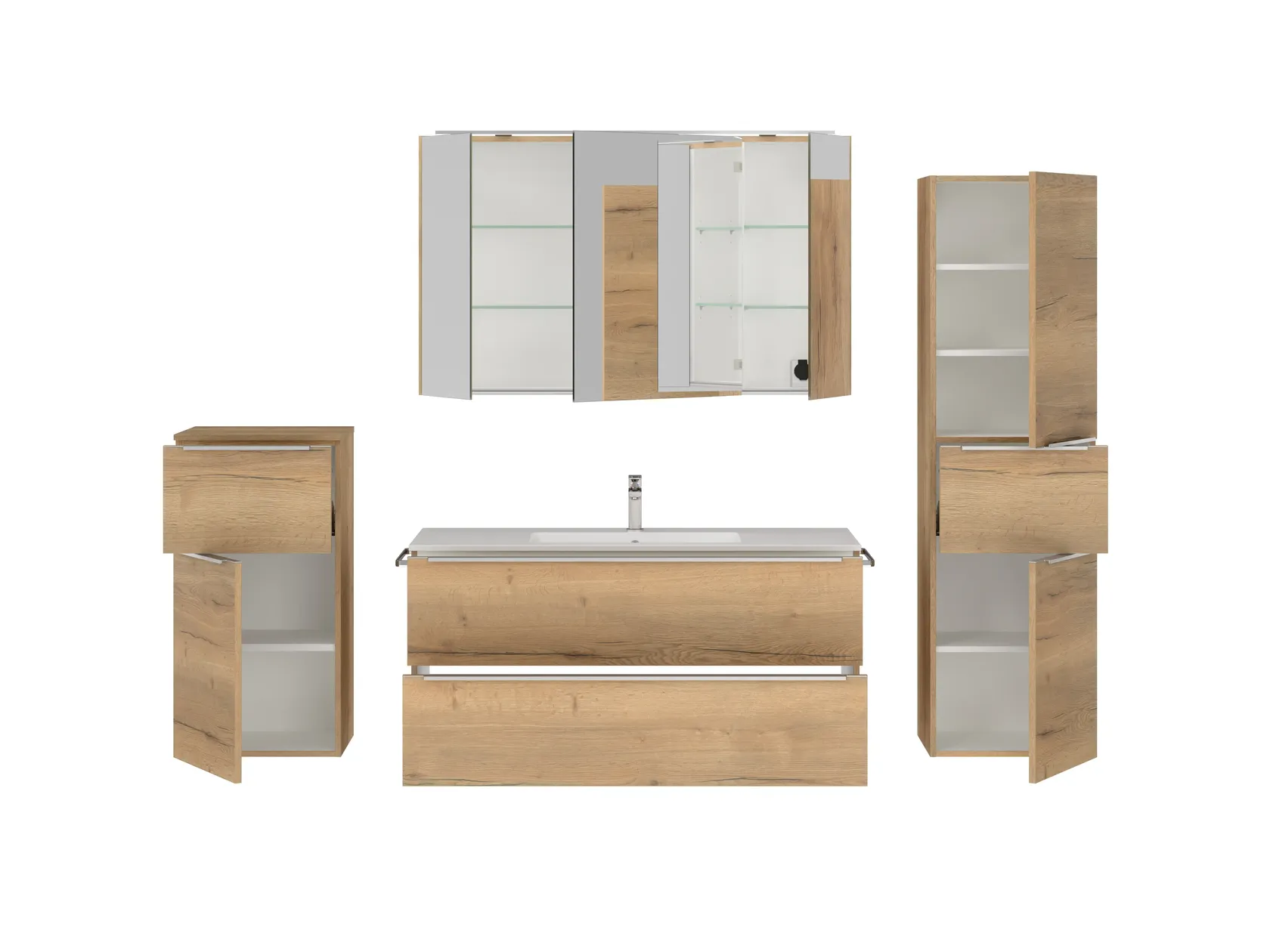 Atlas Ensemble sous vasque avec miroir et colonnes 2