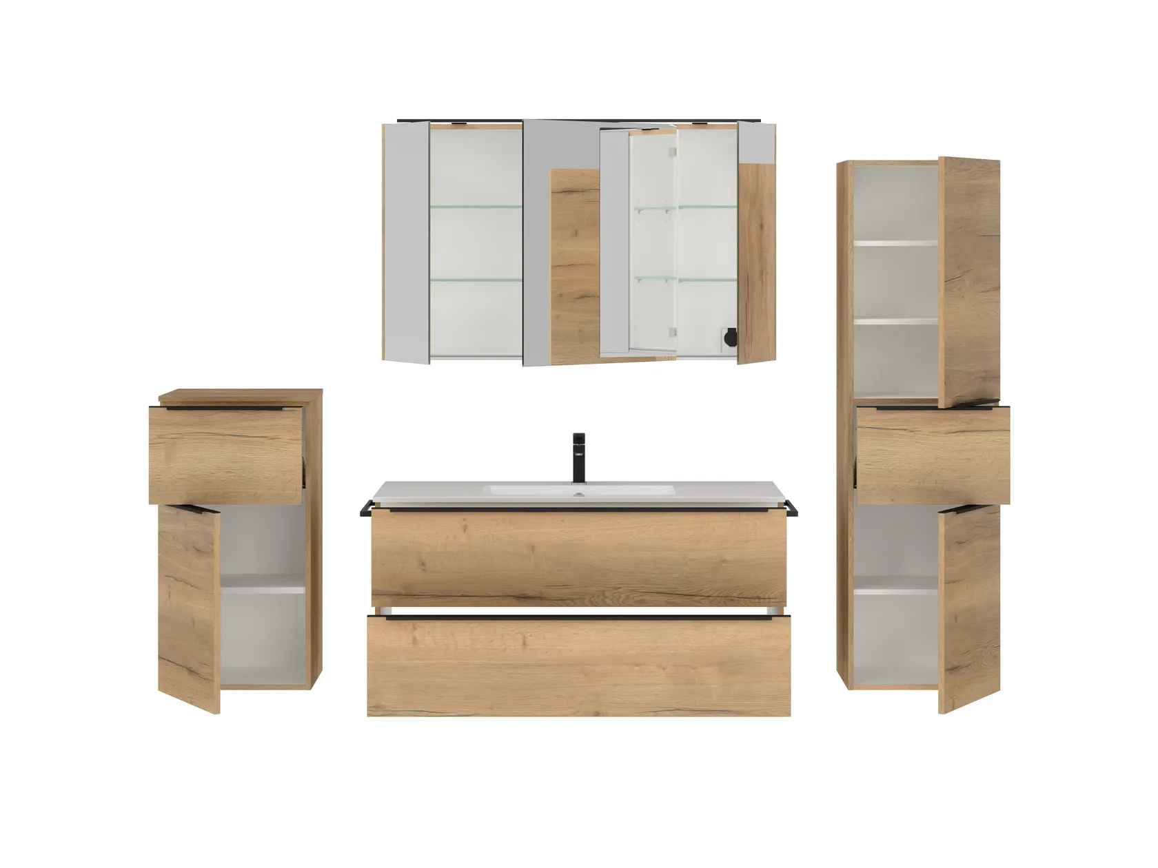 Atlas Ensemble sous vasque avec miroir et colonnes 2