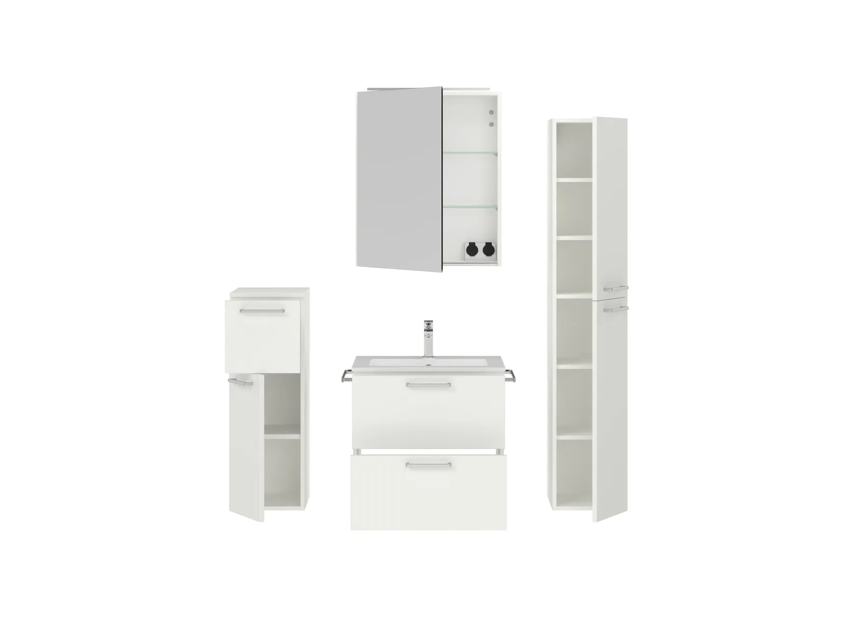 Atlas Ensemble sous vasque avec miroir et colonnes 2