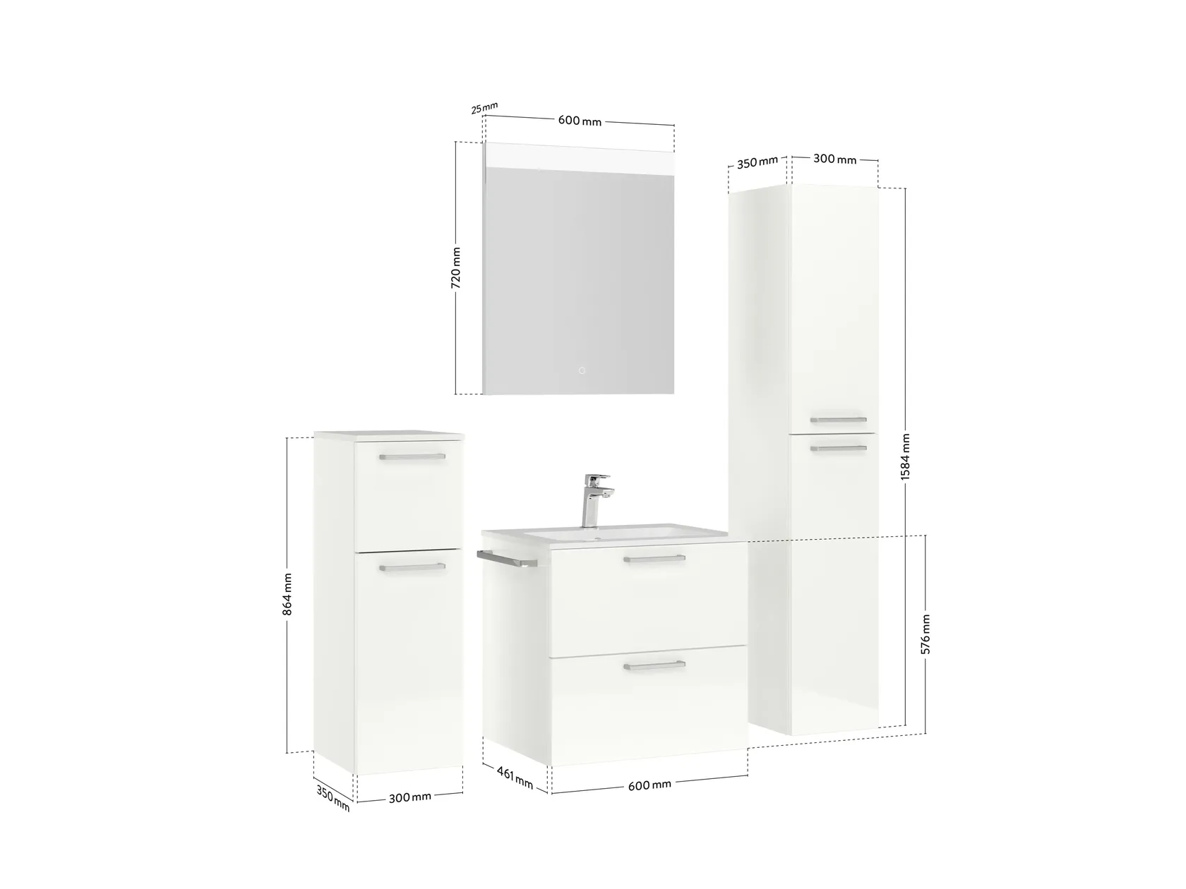 Atlas Ensemble sous vasque avec miroir et colonnes 4