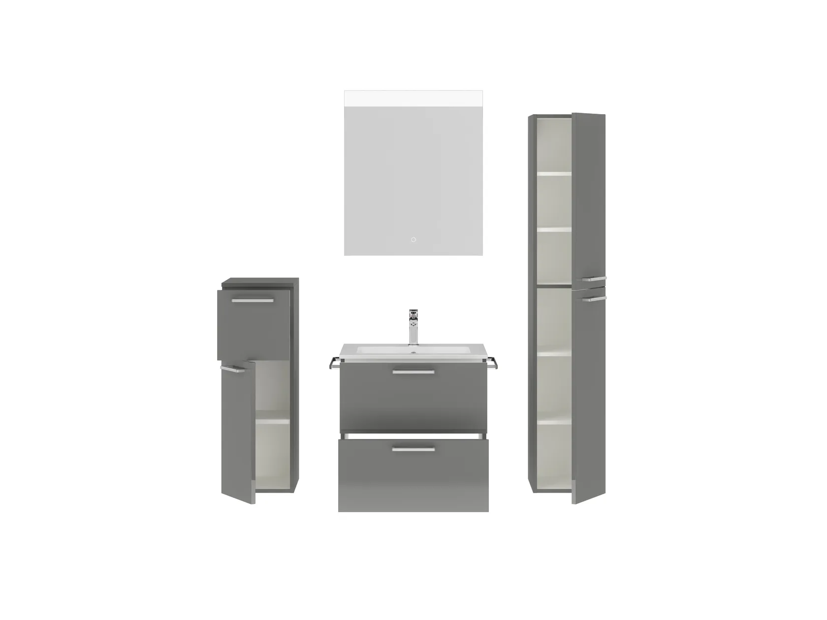 Atlas Ensemble sous vasque avec miroir et colonnes 2