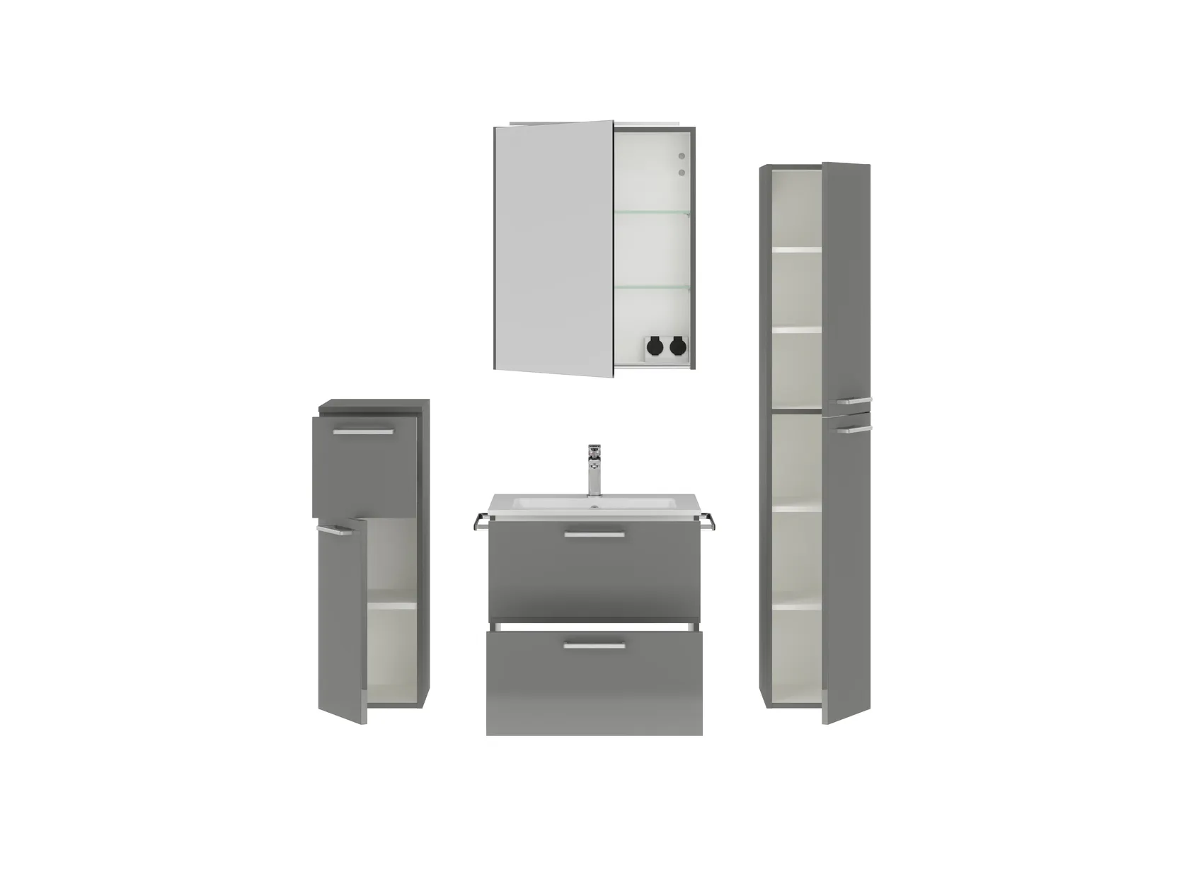 Atlas Ensemble sous vasque avec miroir et colonnes 2